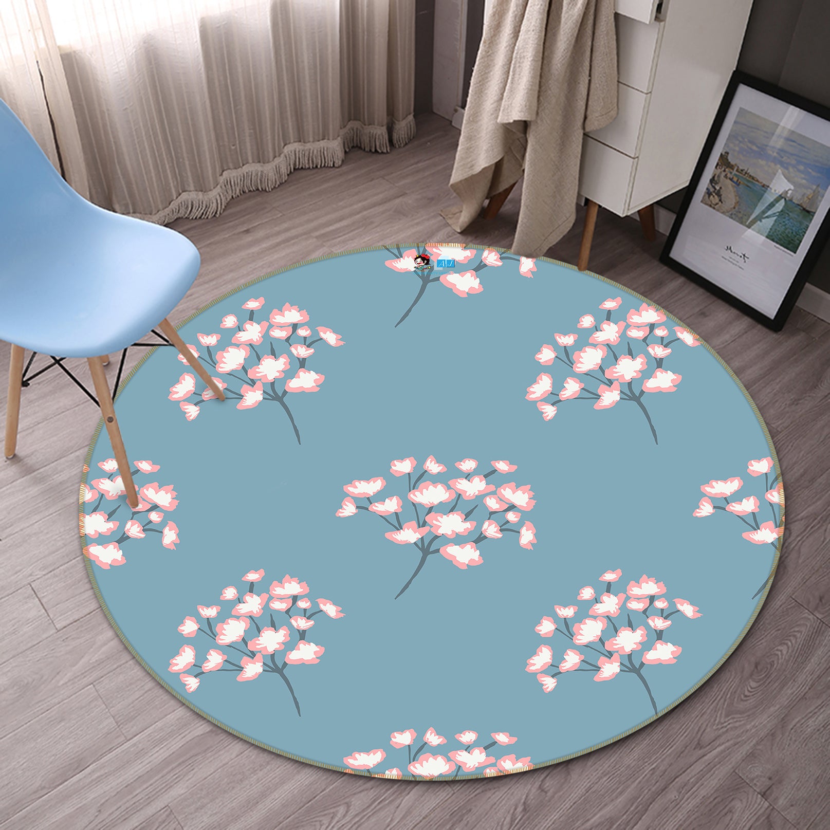 3D Pink Floral Pattern 10533 Kashmira Jayaprakash Rug Round Non Slip Rug Mat