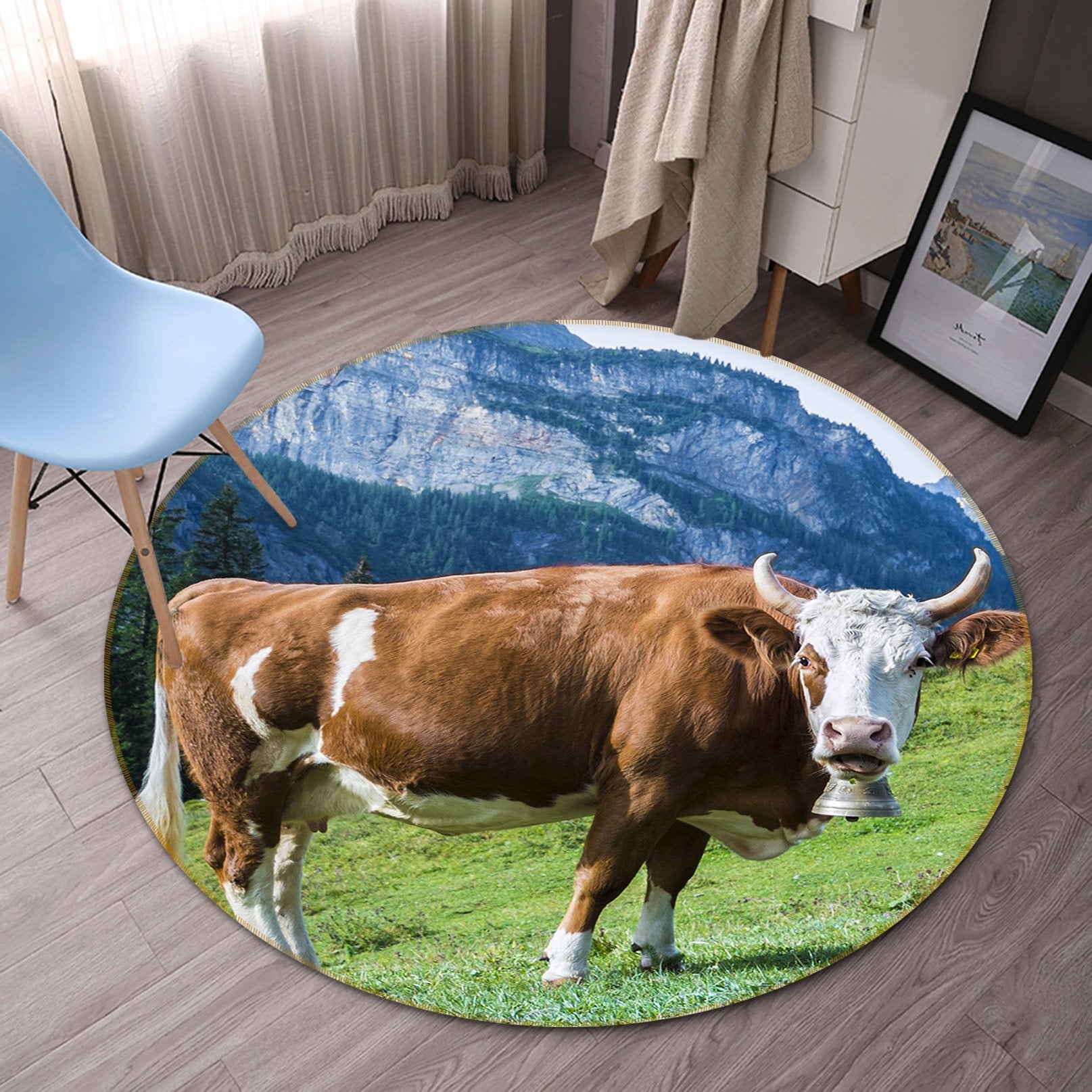 3D Mountain Peak 028 Animal Round Non Slip Rug Mat Mat AJ Creativity Home 