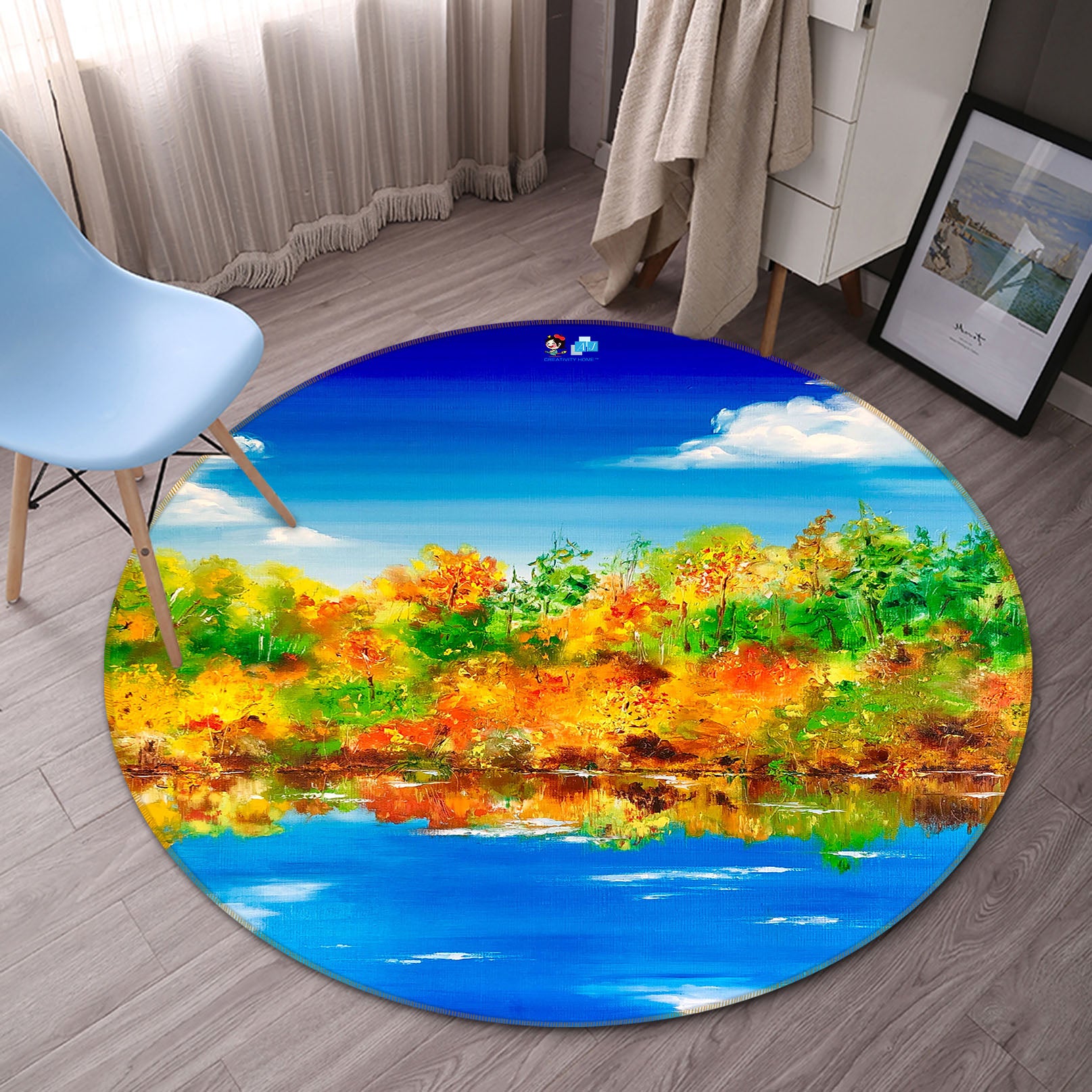 3D Oil Painting Landscape 886 Skromova Marina Rug Round Non Slip Rug Mat