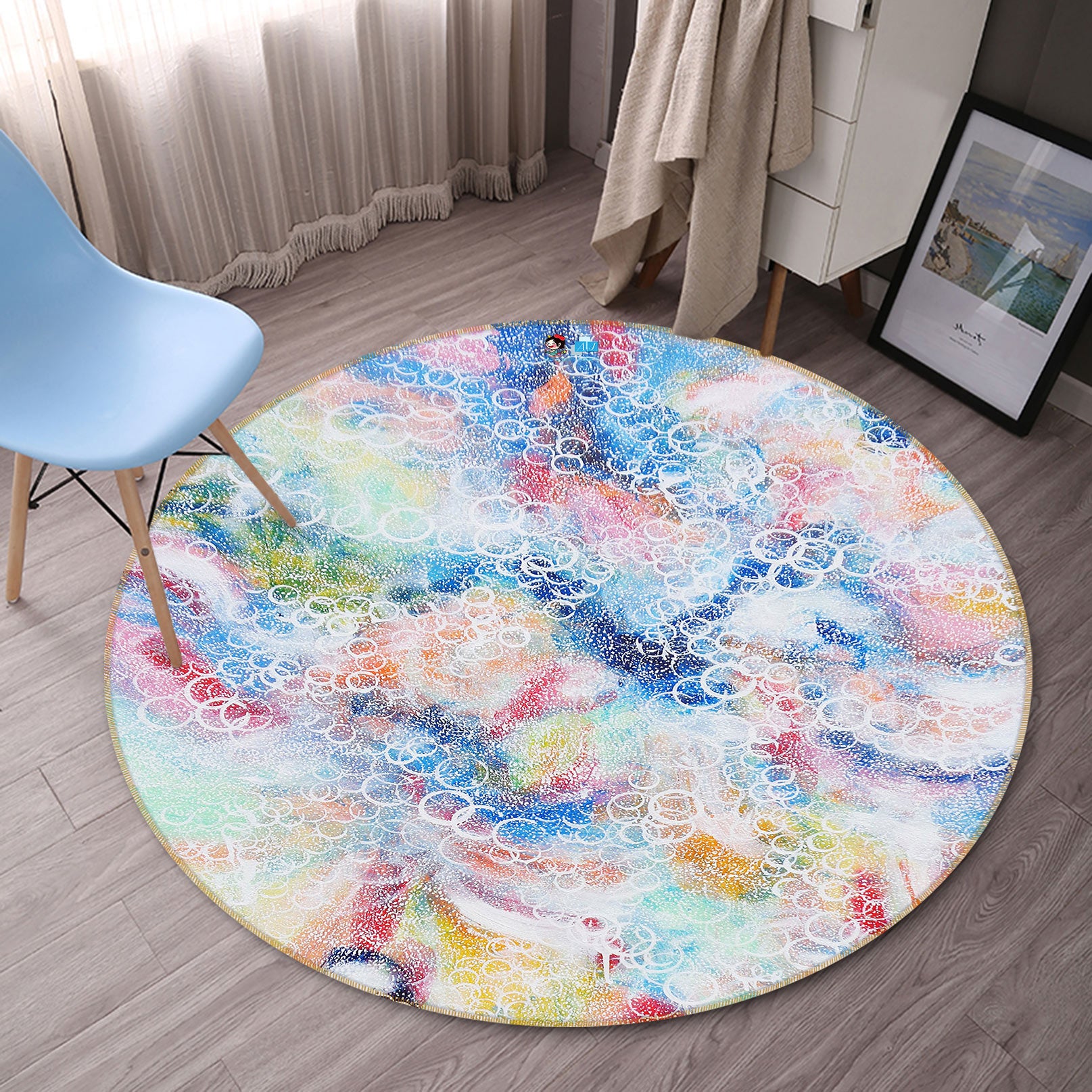 3D Small Bubbles 1331 Misako Chida Rug Round Non Slip Rug Mat