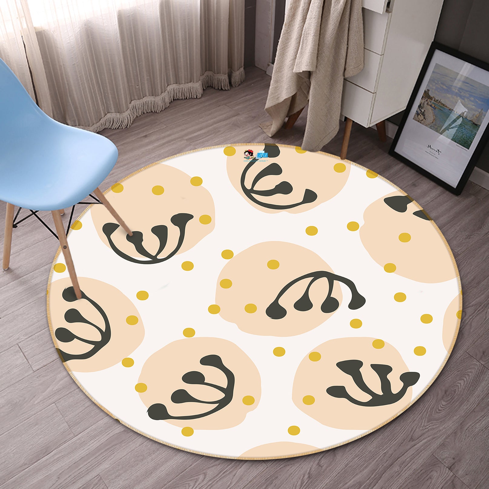 3D Polka Dot Pattern 10522 Kashmira Jayaprakash Rug Round Non Slip Rug Mat