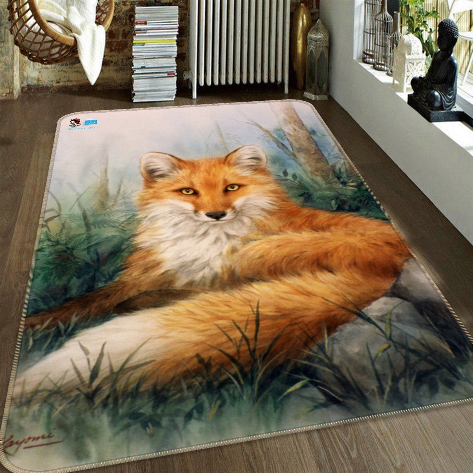 3D Animal Fox 5708 Kayomi Harai Rug Non Slip Rug Mat