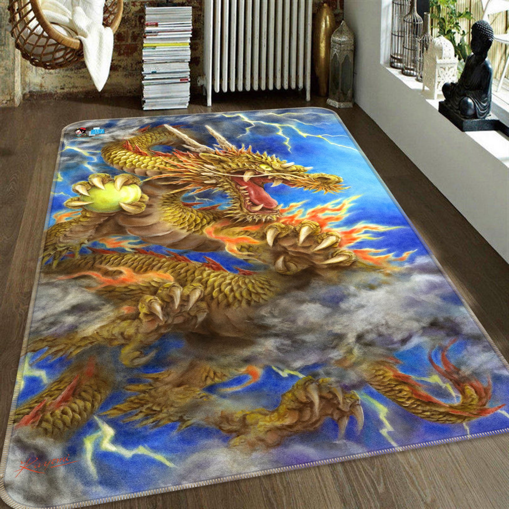 3D Dragon Cloud 5683 Kayomi Harai Rug Non Slip Rug Mat