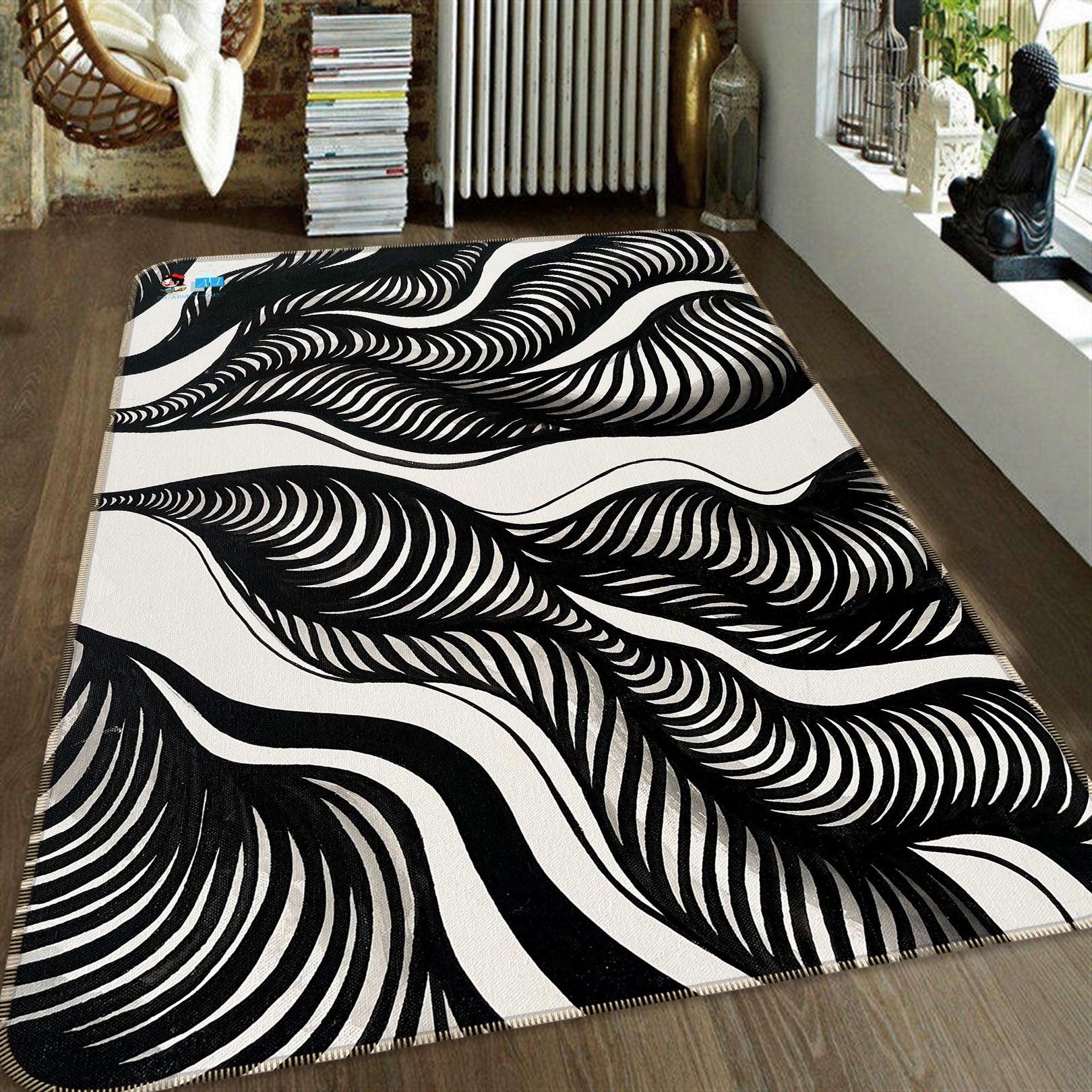 3D Black Wind 8220 Jacqueline Reynoso Rug Non Slip Rug Mat