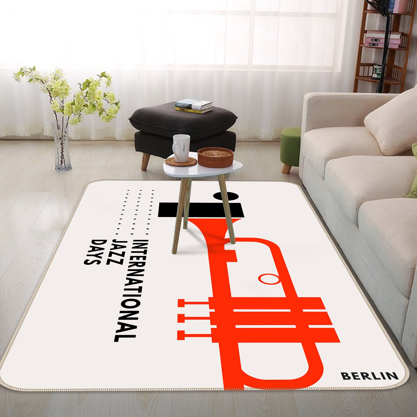 3D Red Trumpet Pattern 1057 Boris Draschoff Rug Non Slip Rug Mat