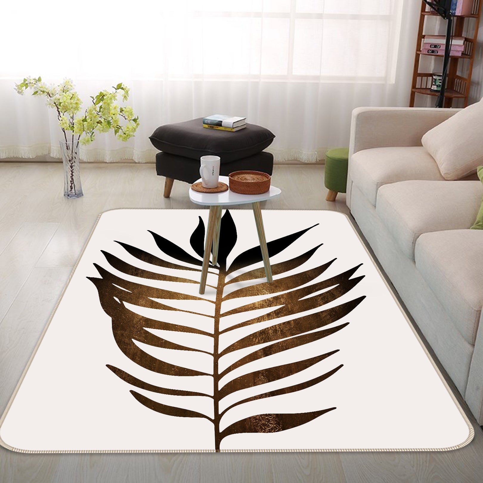 3D Black Leaves 1075 Boris Draschoff Rug Non Slip Rug Mat