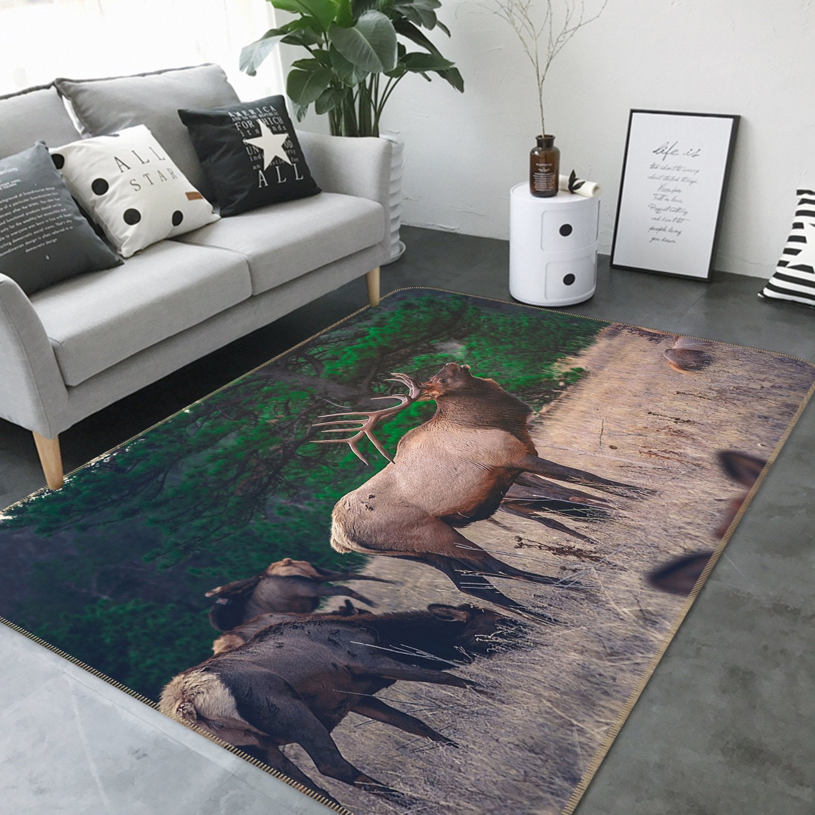 3D Elk 575 Animal Non Slip Rug Mat Mat AJ Creativity Home 