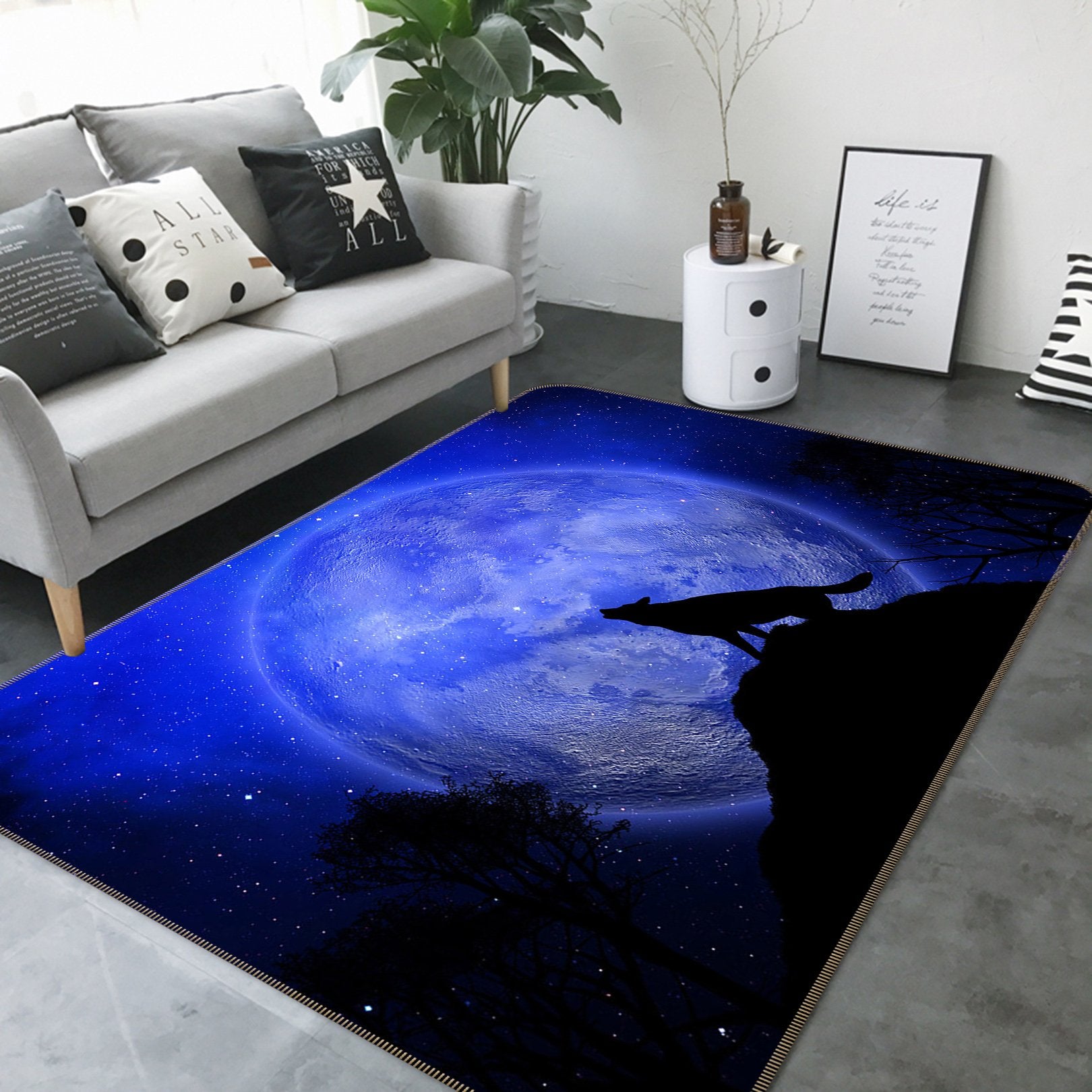 3D Moon Wolf 210 Animal Non Slip Rug Mat Mat AJ Creativity Home 