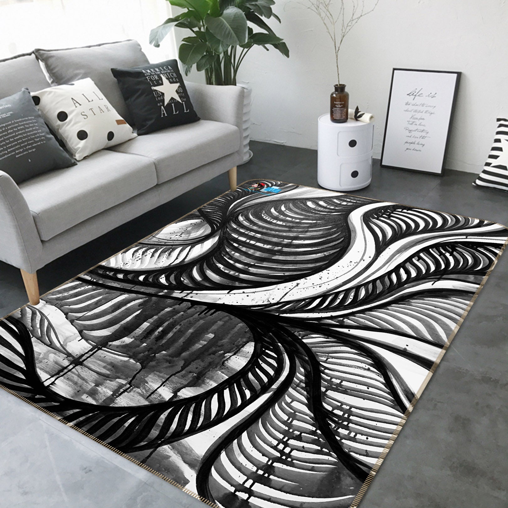 3D Line Drawing 8214 Jacqueline Reynoso Rug Non Slip Rug Mat