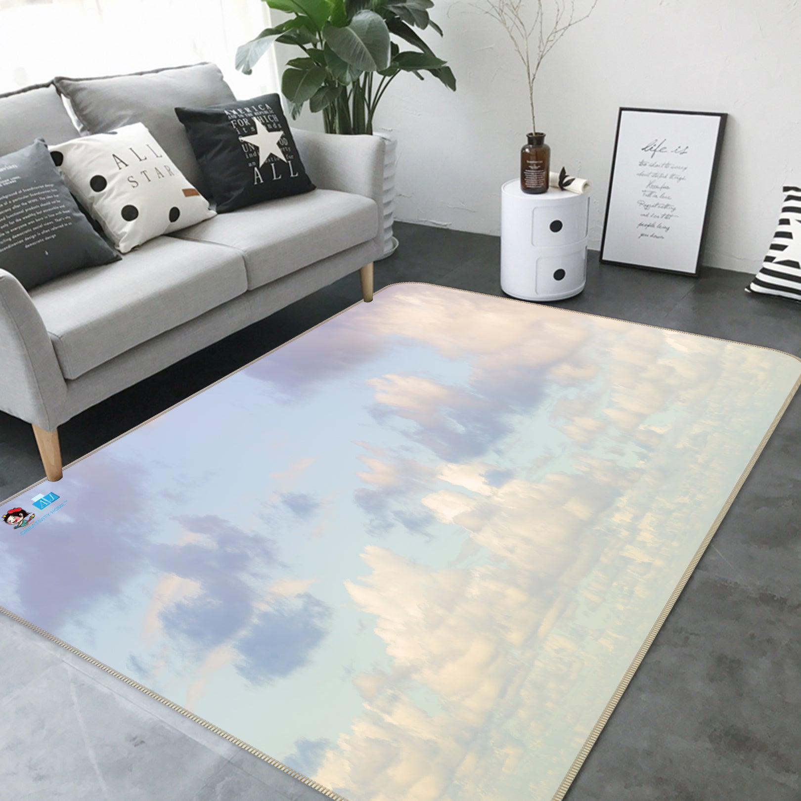 3D Sky Cloud 6829 Assaf Frank Rug Non Slip Rug Mat