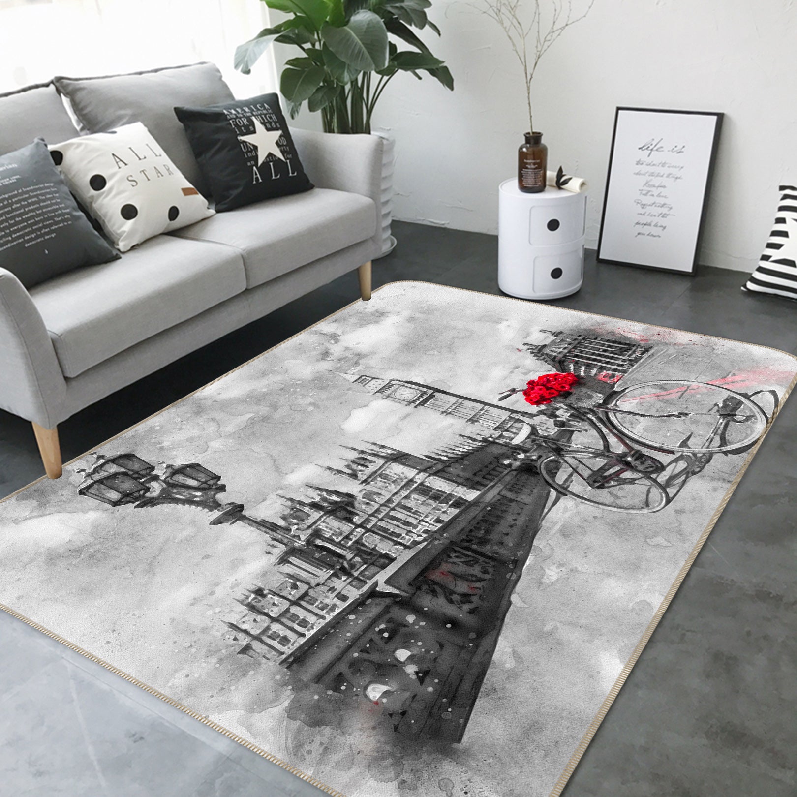 3D Bicycle New York 122 Assaf Frank Rug Non Slip Rug Mat