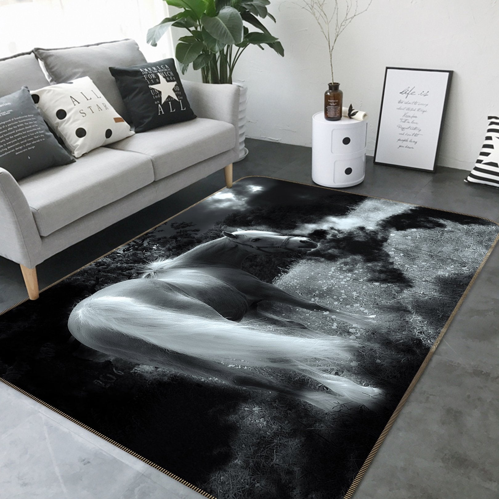 3D Grey Horse 592 Animal Non Slip Rug Mat Mat AJ Creativity Home 