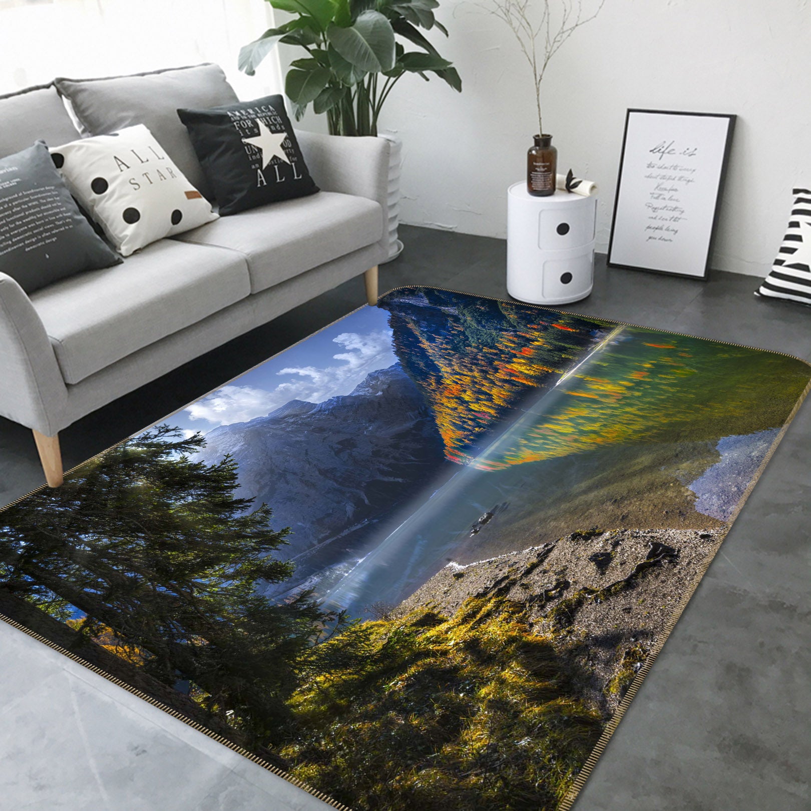 3D Forest Lake 1065 Marco Carmassi Rug Non Slip Rug Mat