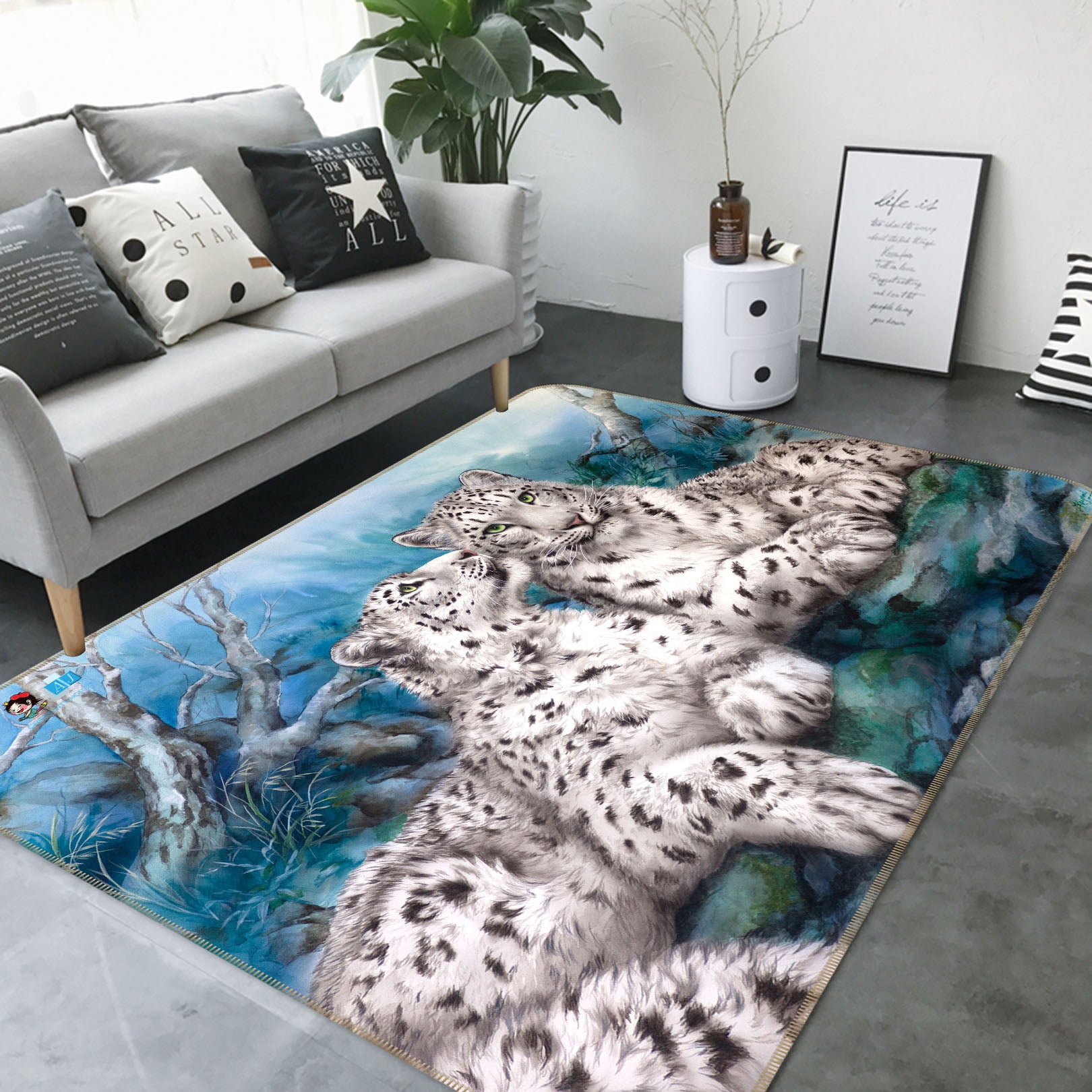 3D White Tiger 5647 Kayomi Harai Rug Non Slip Rug Mat