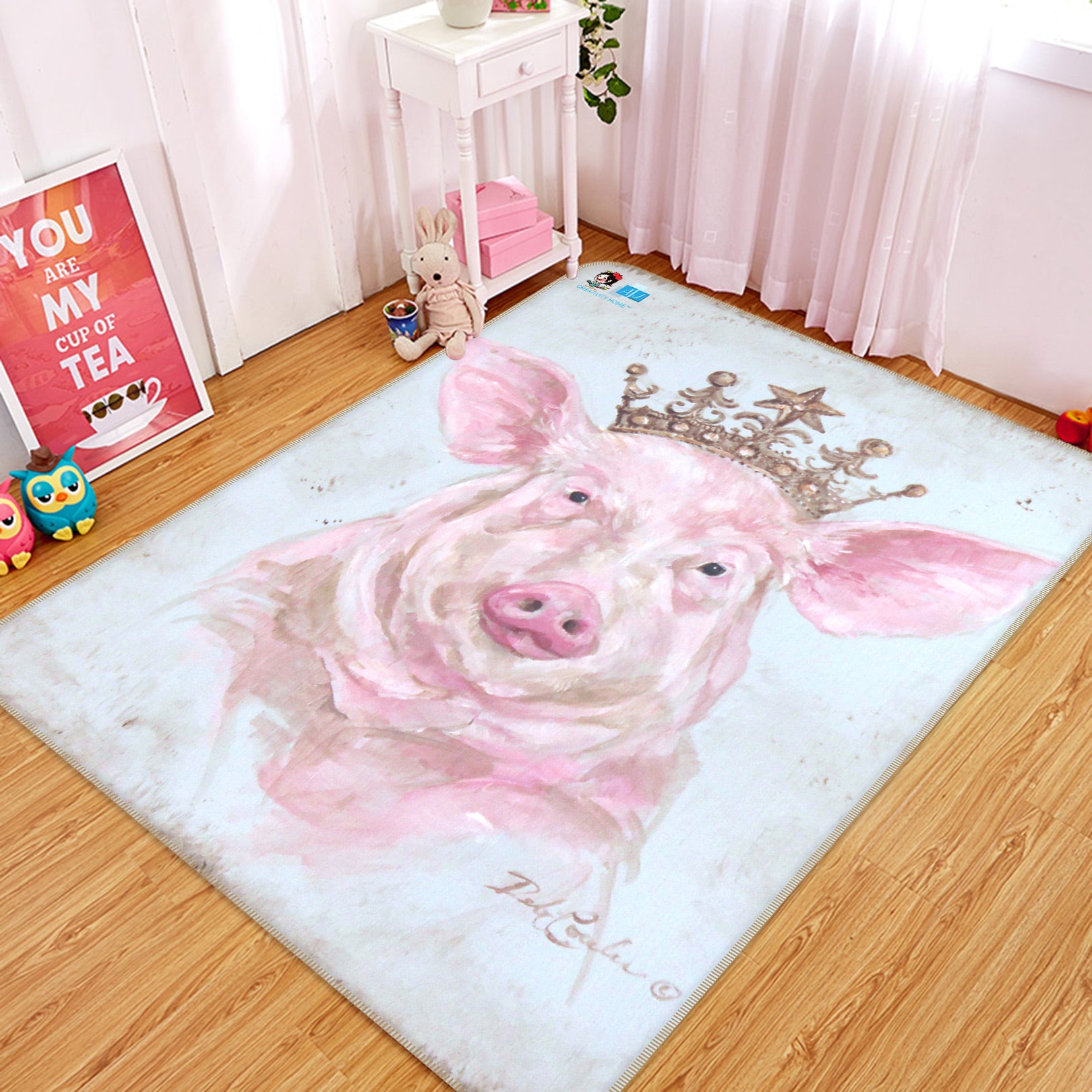 3D Pig Crown 1040 Debi Coules Rug Non Slip Rug Mat