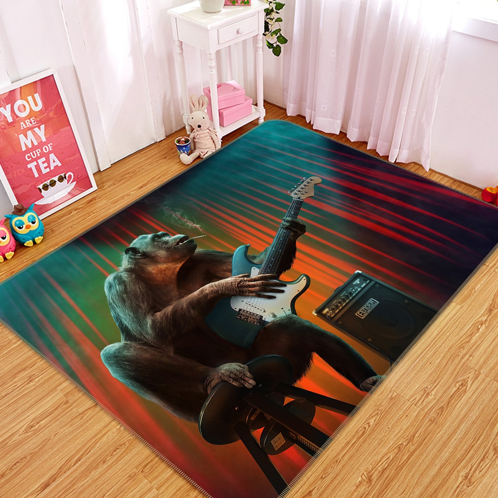 3D Orangutan Playing Guitar 614 Animal Non Slip Rug Mat Mat AJ Creativity Home 