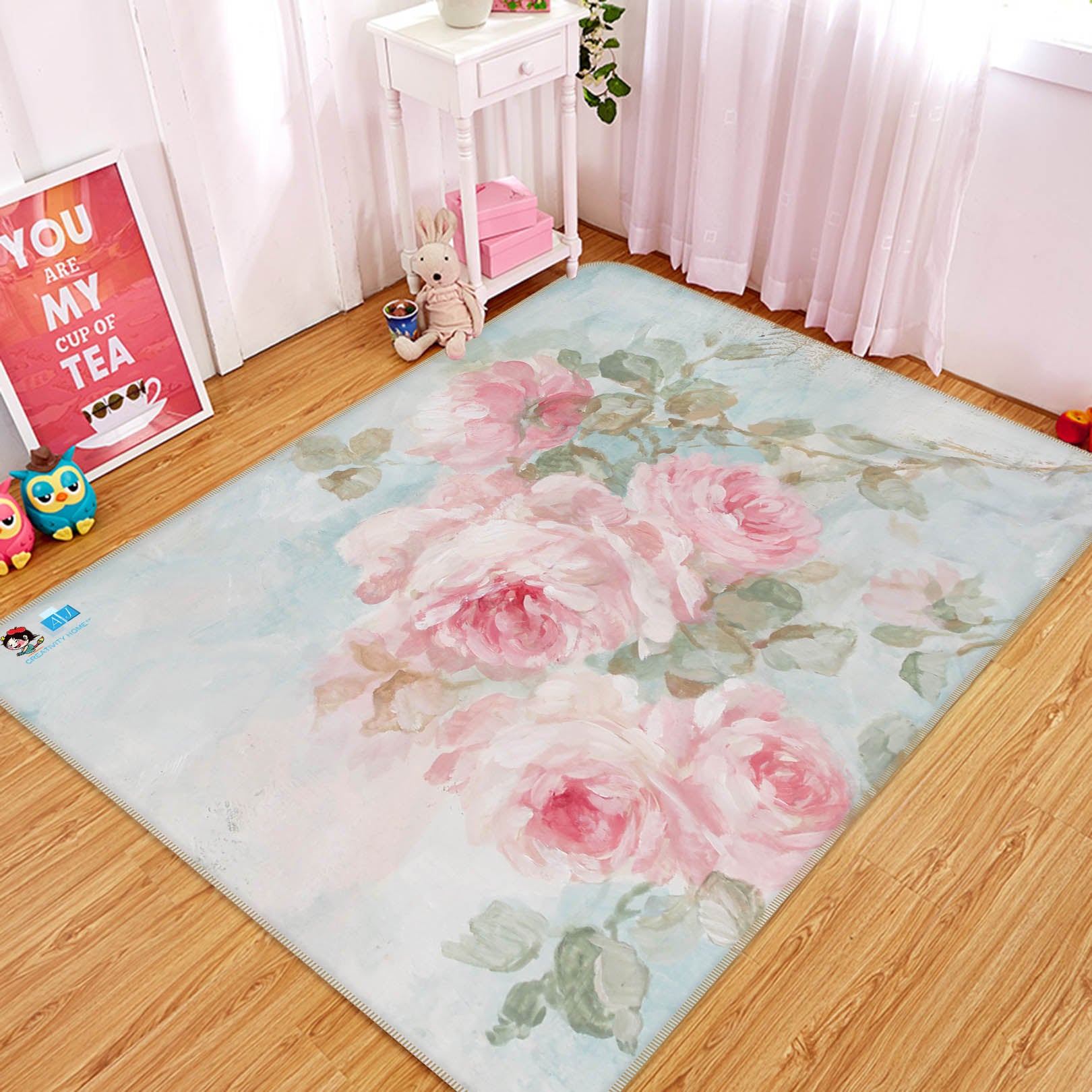 3D Flower Garden 0210 Debi Coules Rug Non Slip Rug Mat