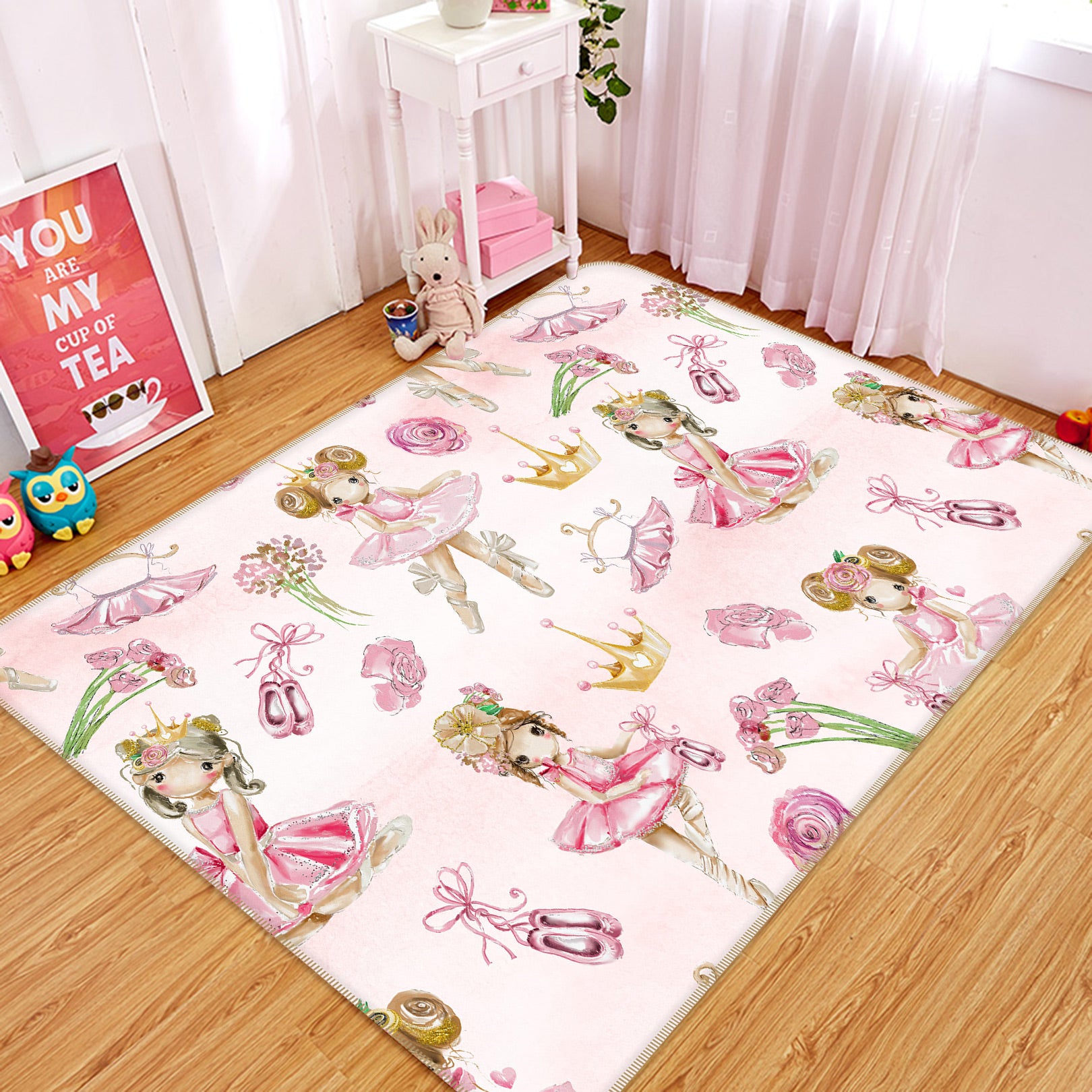 3D Girl Ballet 023 Uta Naumann Rug Non Slip Rug Mat