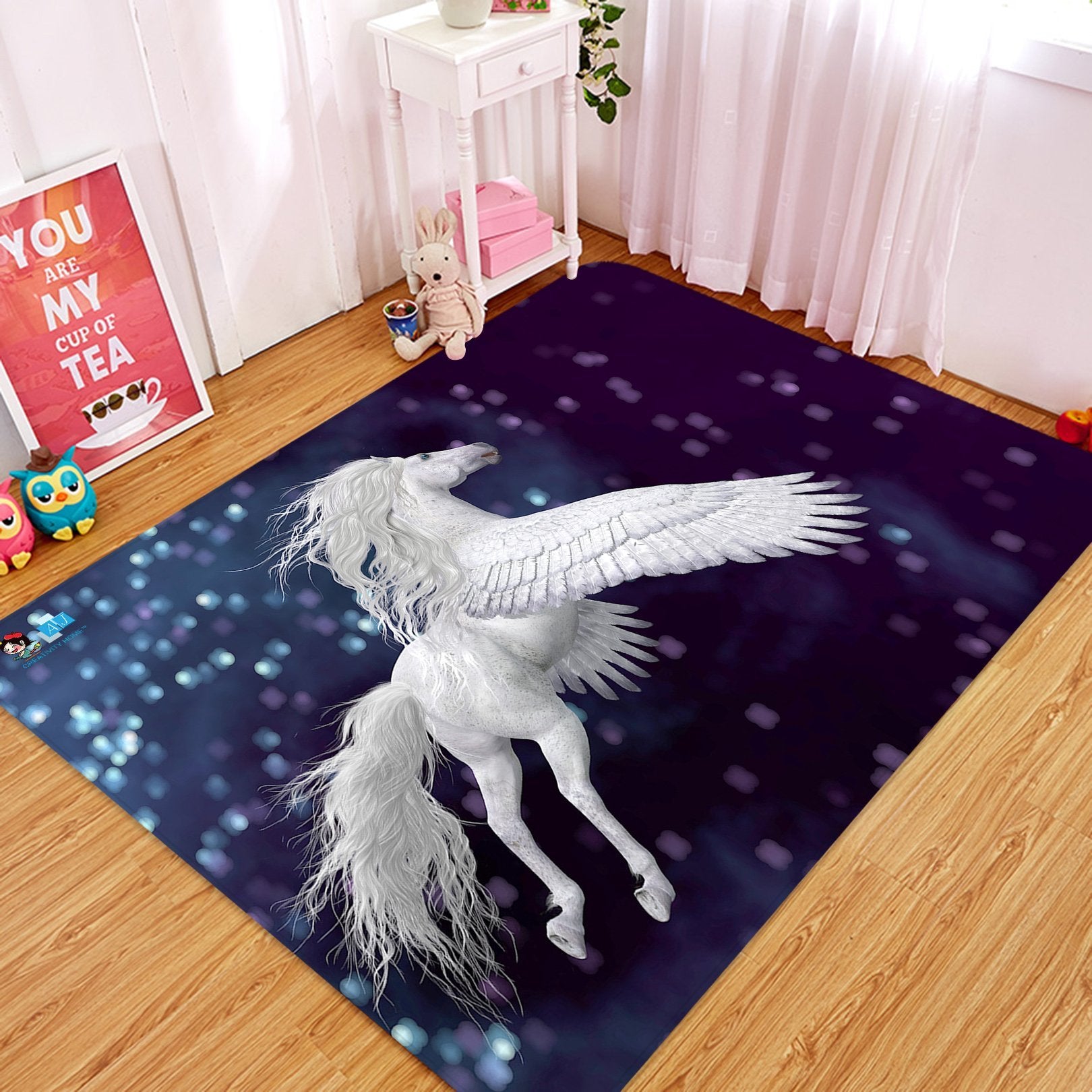 3D Wings Starry Sky Unicorn 70 Non Slip Rug Mat Mat AJ Creativity Home 