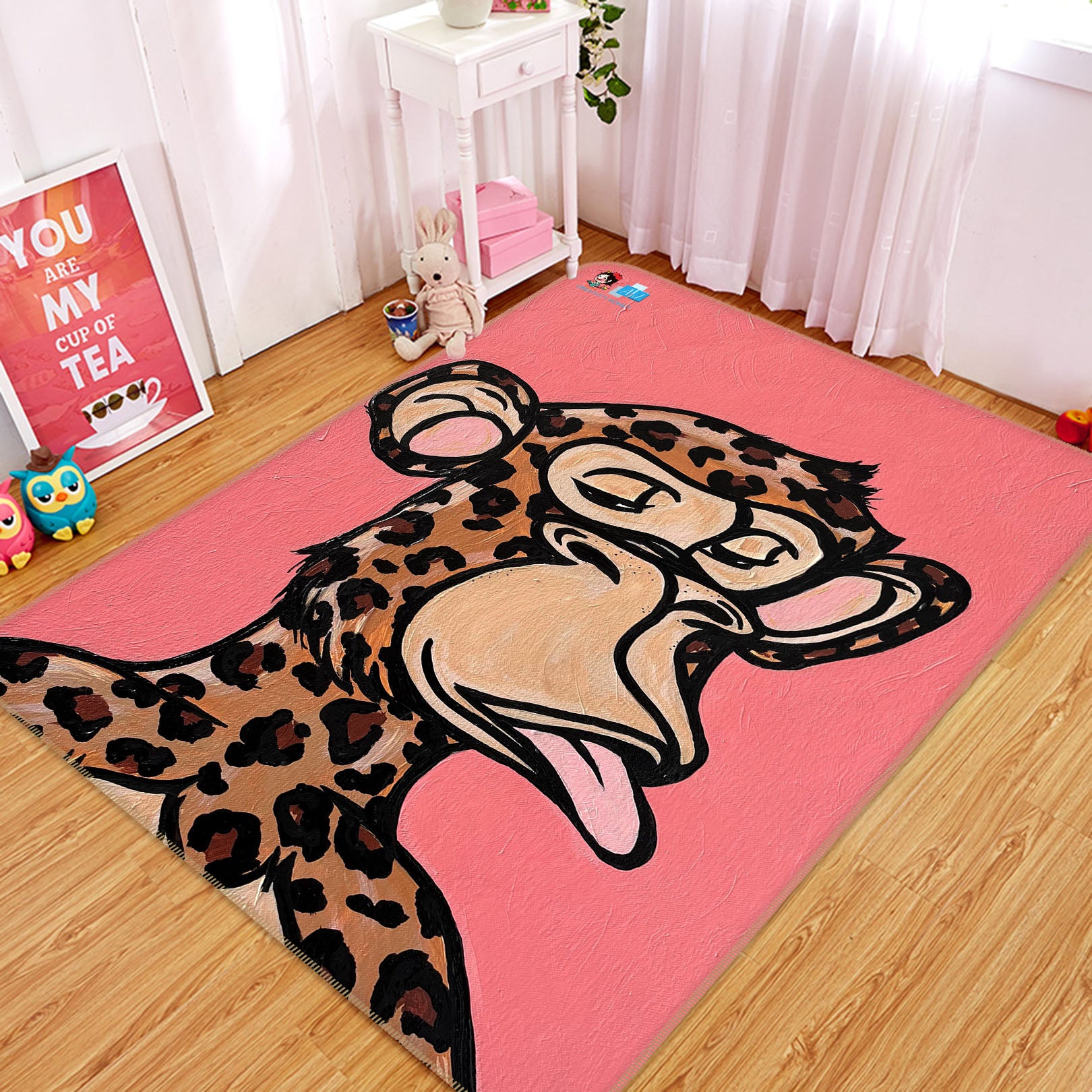 3D Giraffe Monkey 8218 Jacqueline Reynoso Rug Non Slip Rug Mat