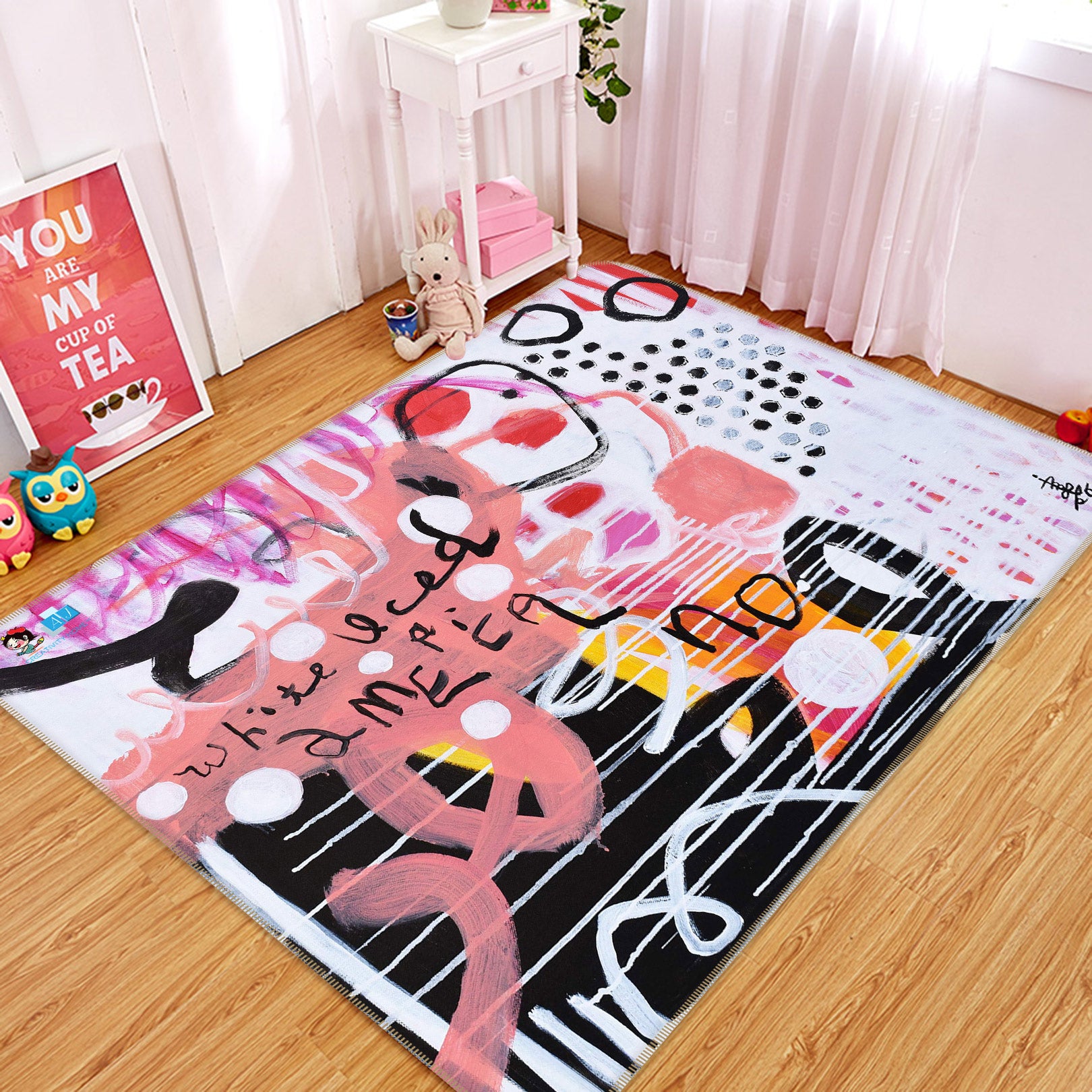 3D Pink Black Painting 123112 Misako Chida Rug Non Slip Rug Mat