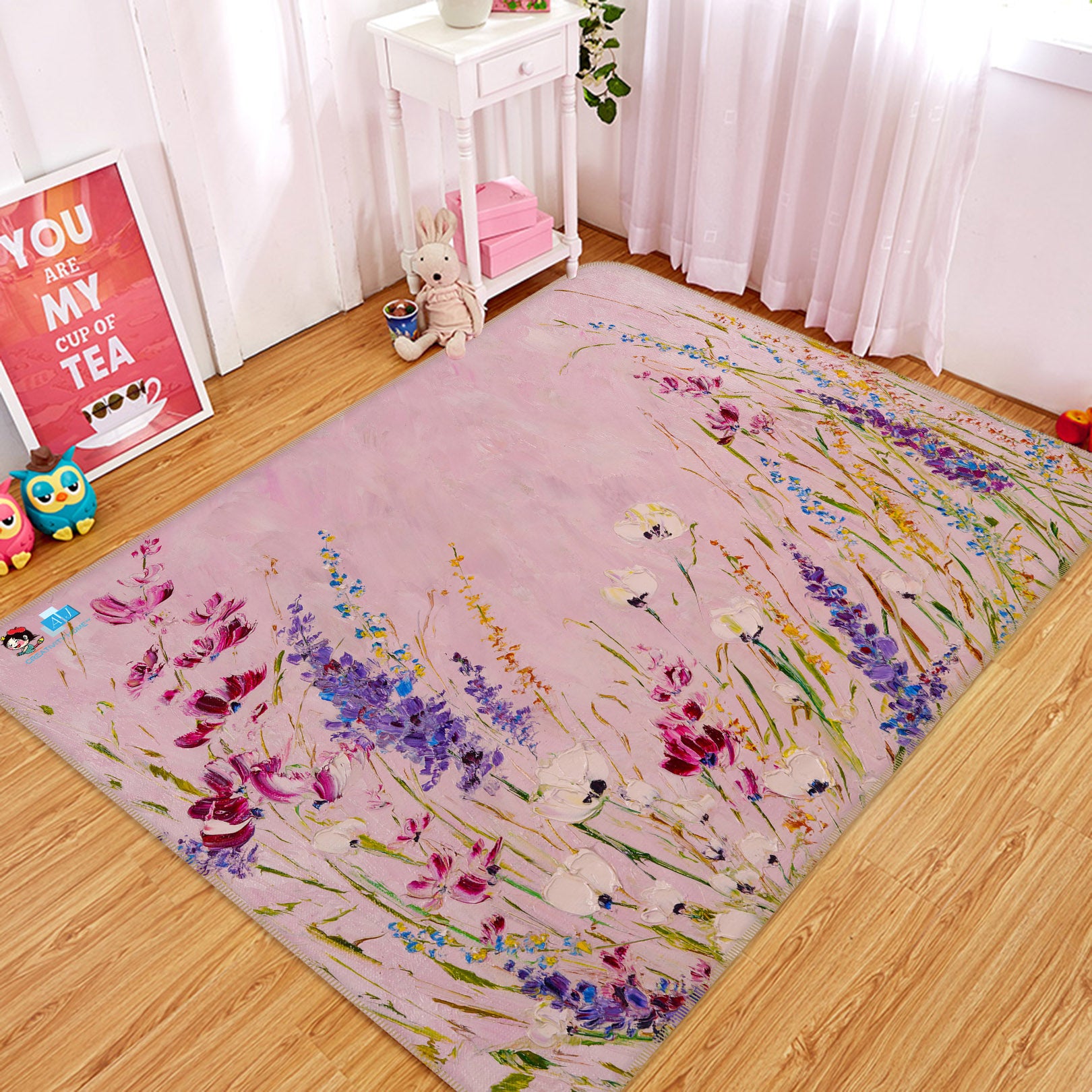 3D Lavender Flower 1227 Skromova Marina Rug Non Slip Rug Mat