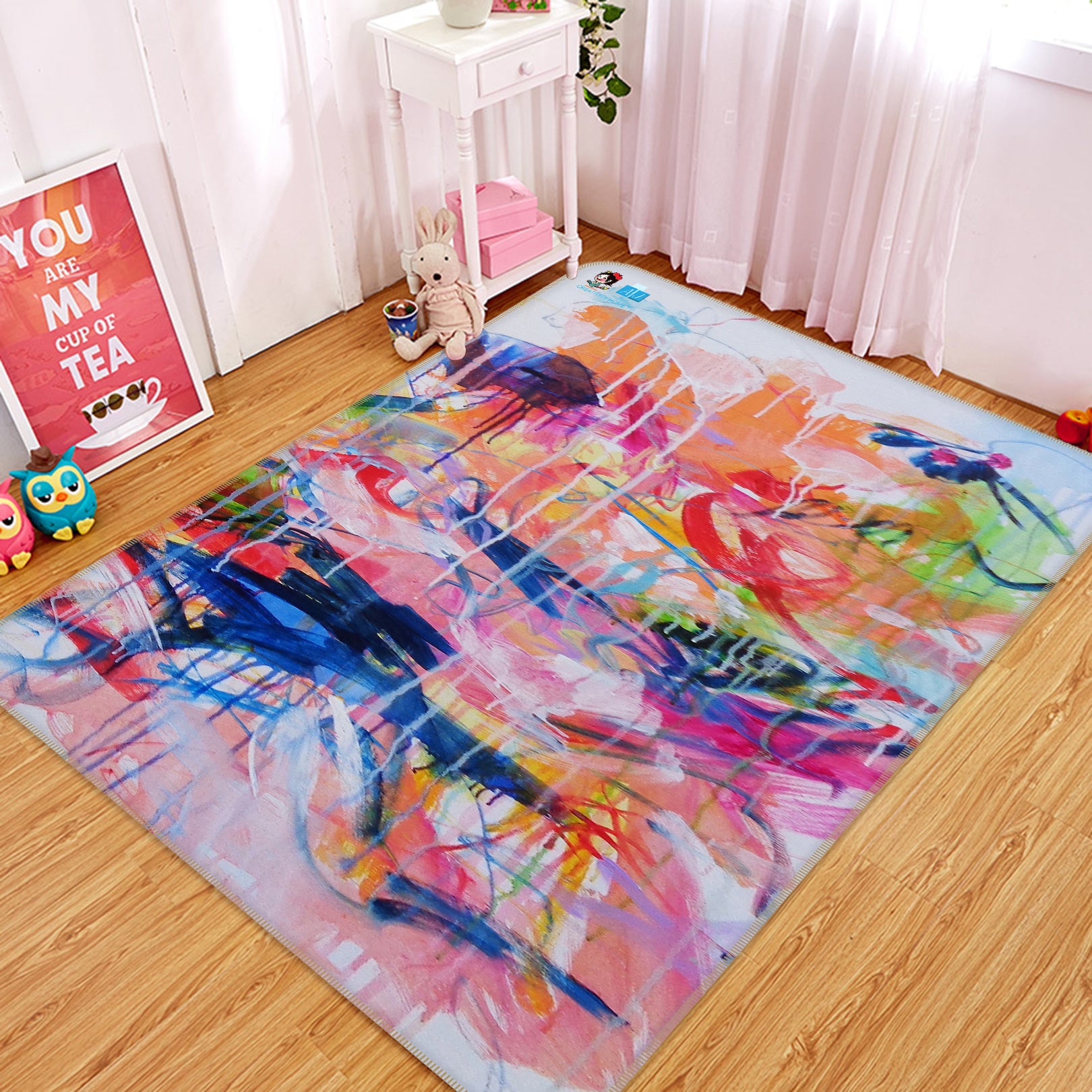 3D Color Pigment Pattern 123183 Misako Chida Rug Non Slip Rug Mat