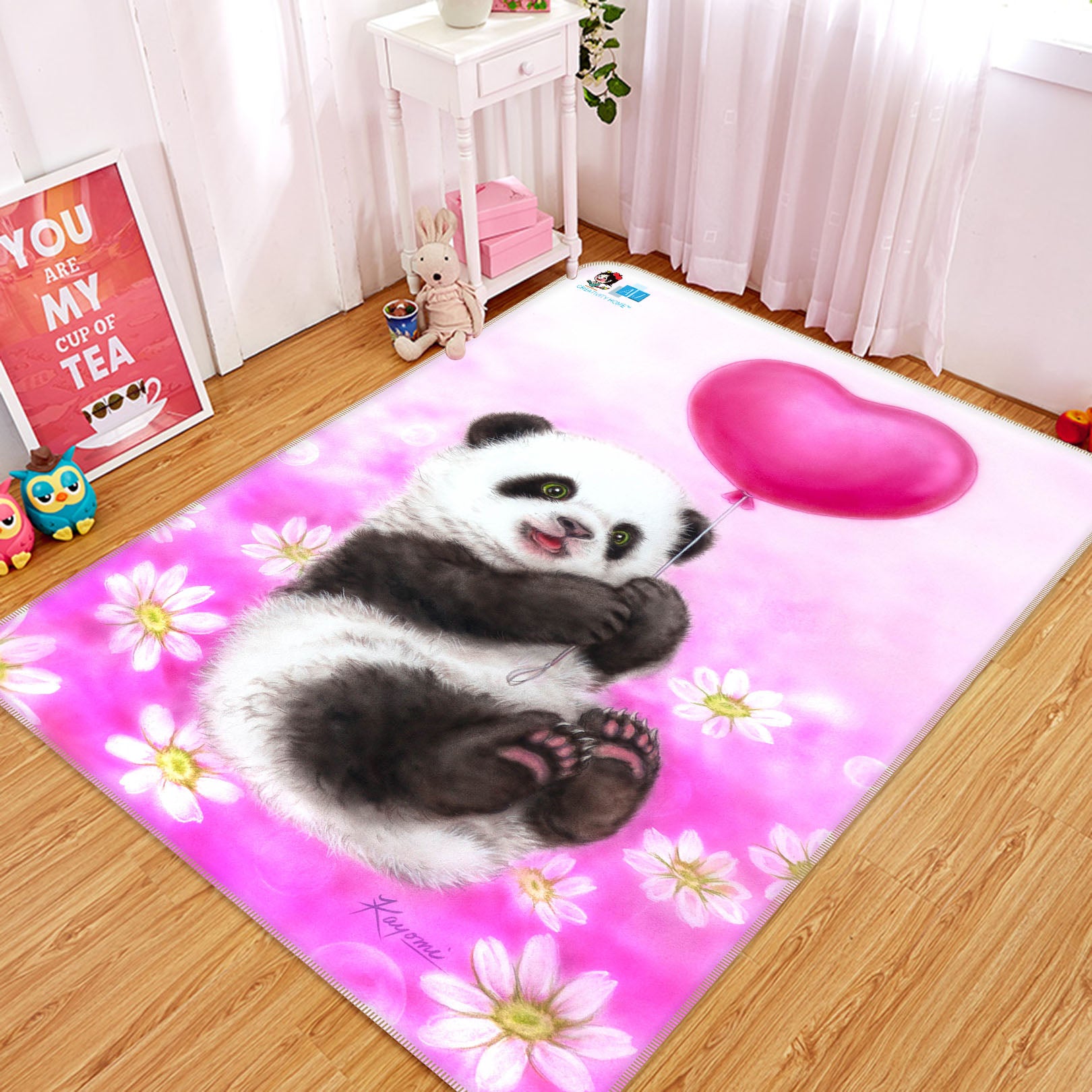 3D Balloon Panda 5688 Kayomi Harai Rug Non Slip Rug Mat