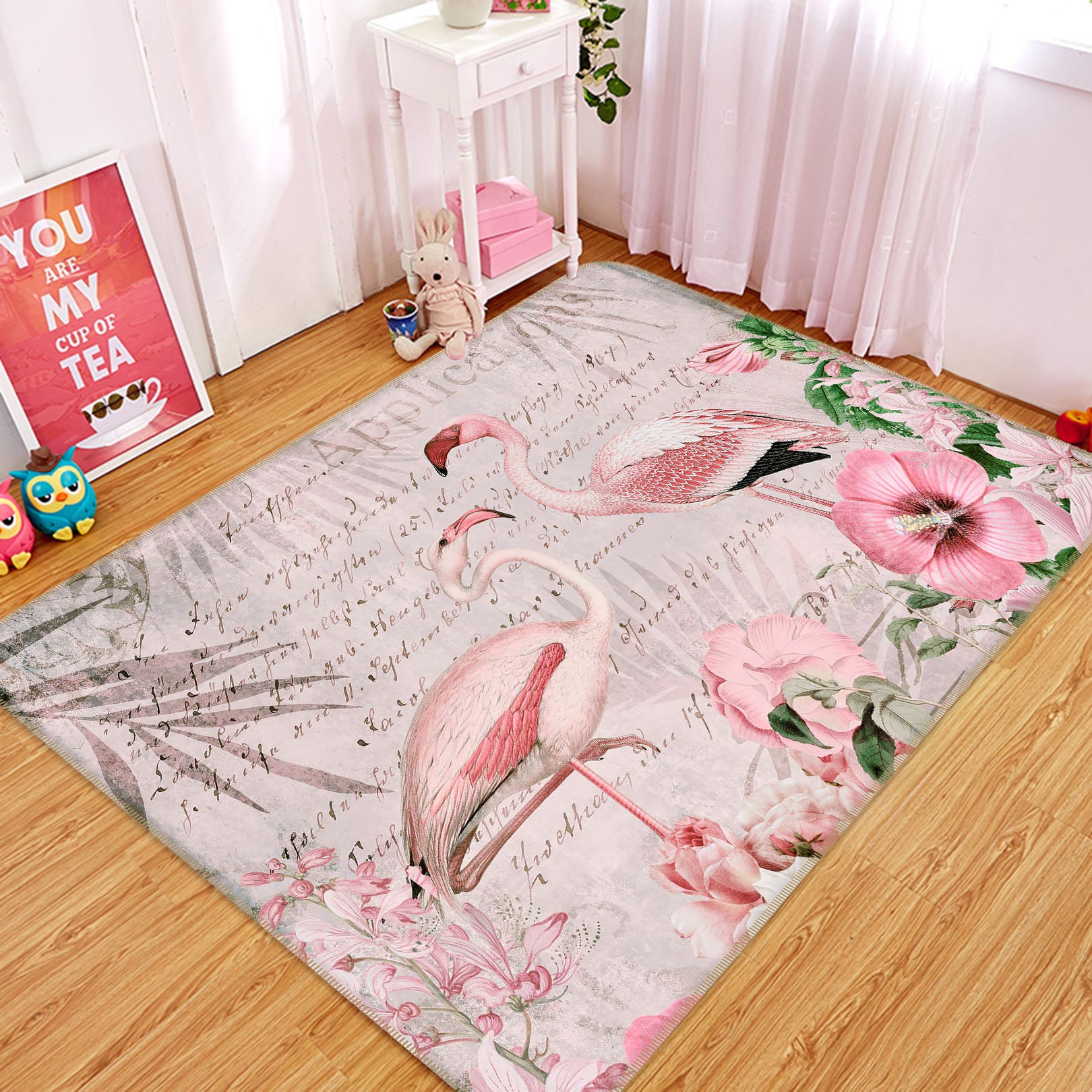 3D Pink Flamingo 1015 Andrea haase Rug Non Slip Rug Mat