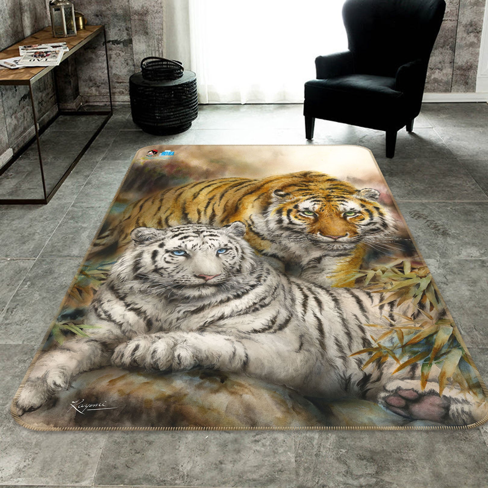 3D Animal Tiger 5705 Kayomi Harai Rug Non Slip Rug Mat