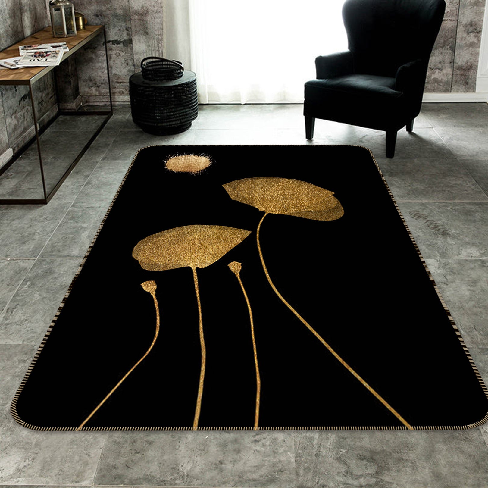 3D Golden Lotus Leaf 1085 Boris Draschoff Rug Non Slip Rug Mat