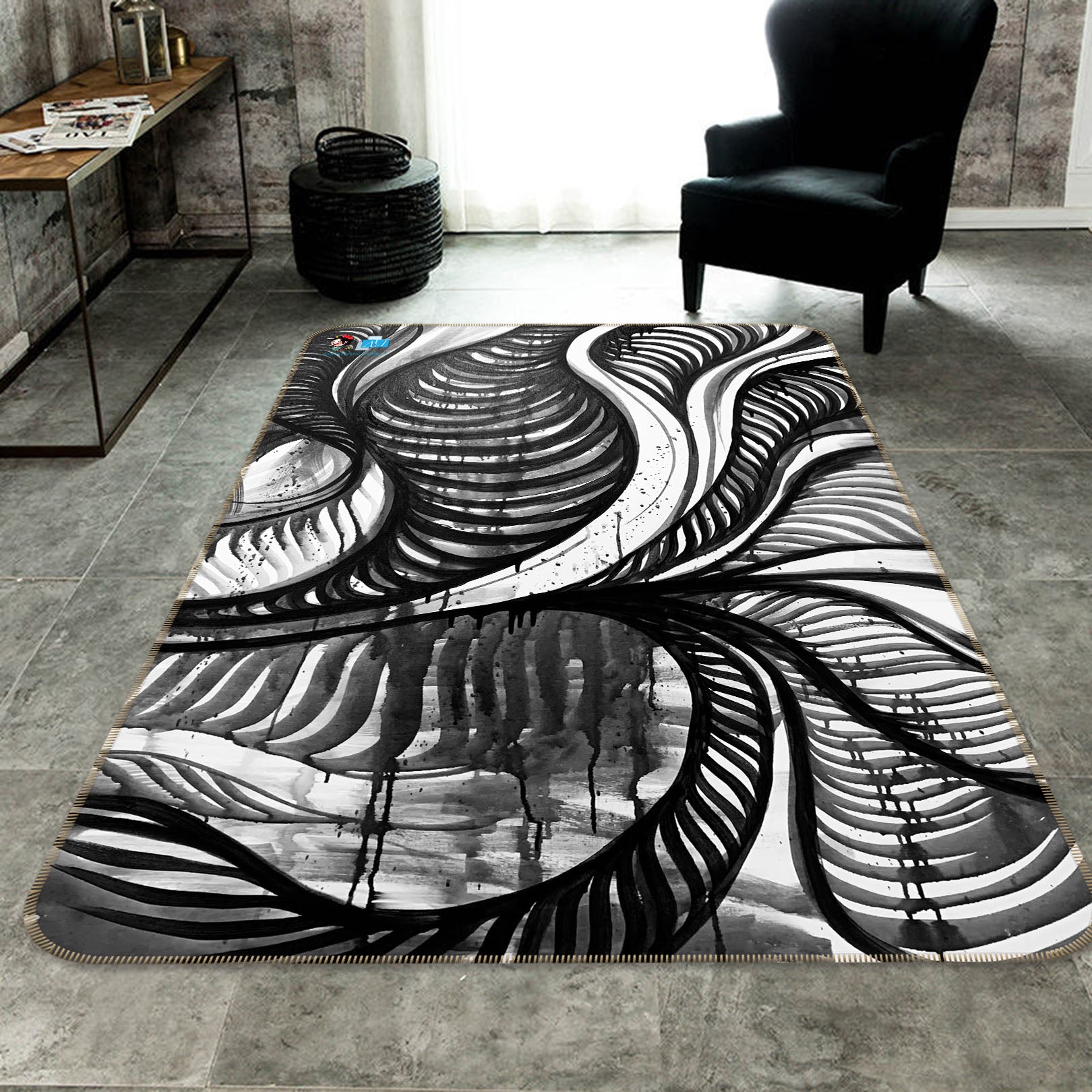 3D Line Drawing 8214 Jacqueline Reynoso Rug Non Slip Rug Mat