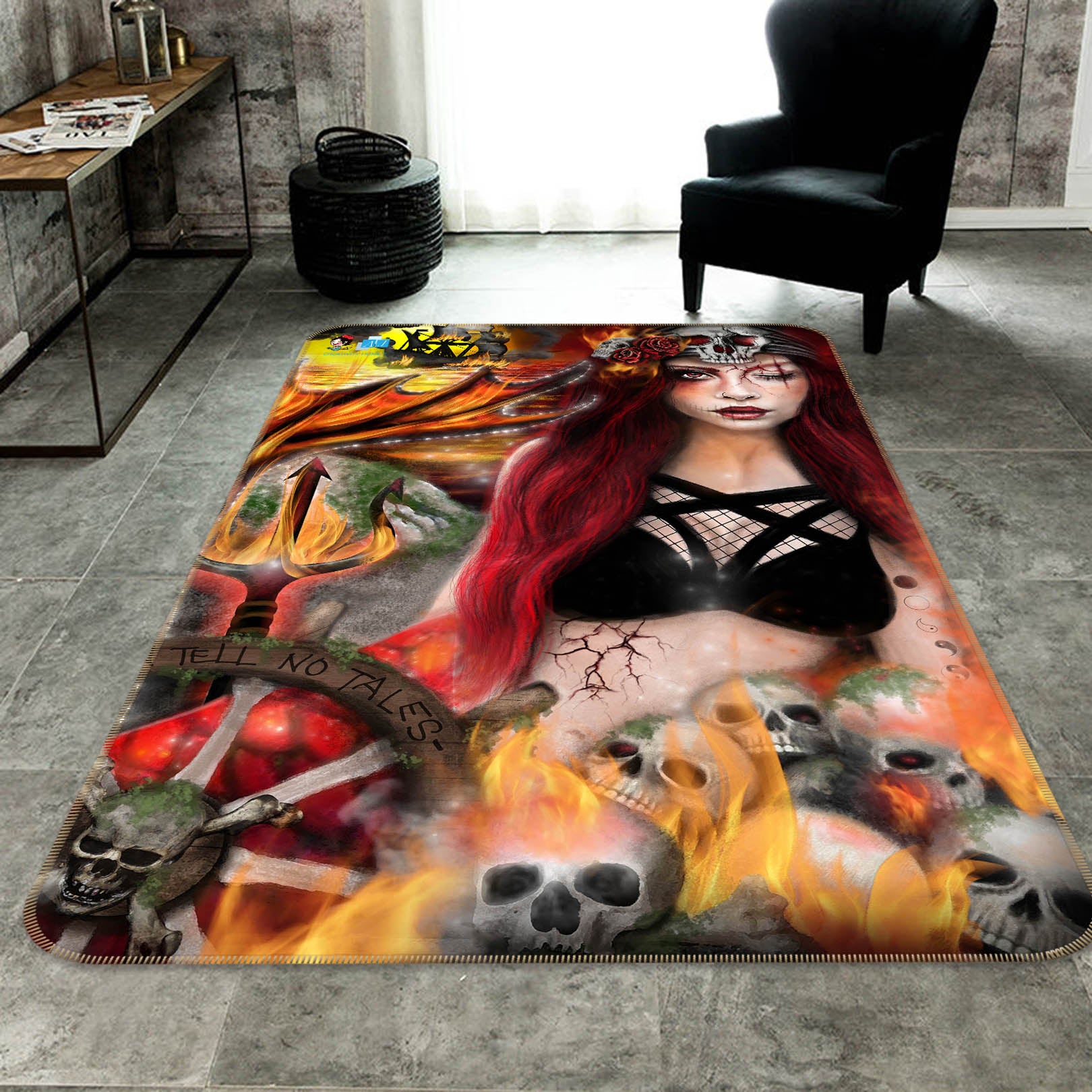 3D Woman Skeleton 8524 Sheena Pike Rug Non Slip Rug Mat