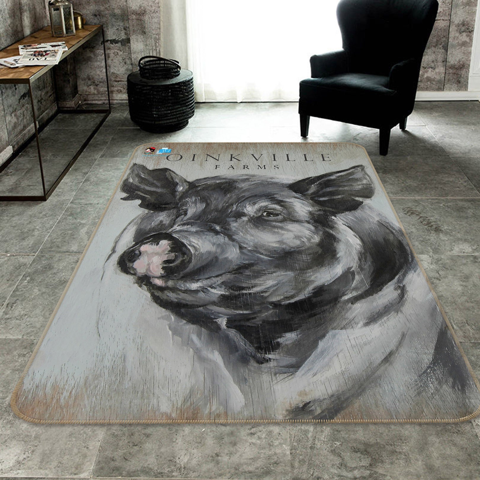 3D Pig 0184 Debi Coules Rug Non Slip Rug Mat