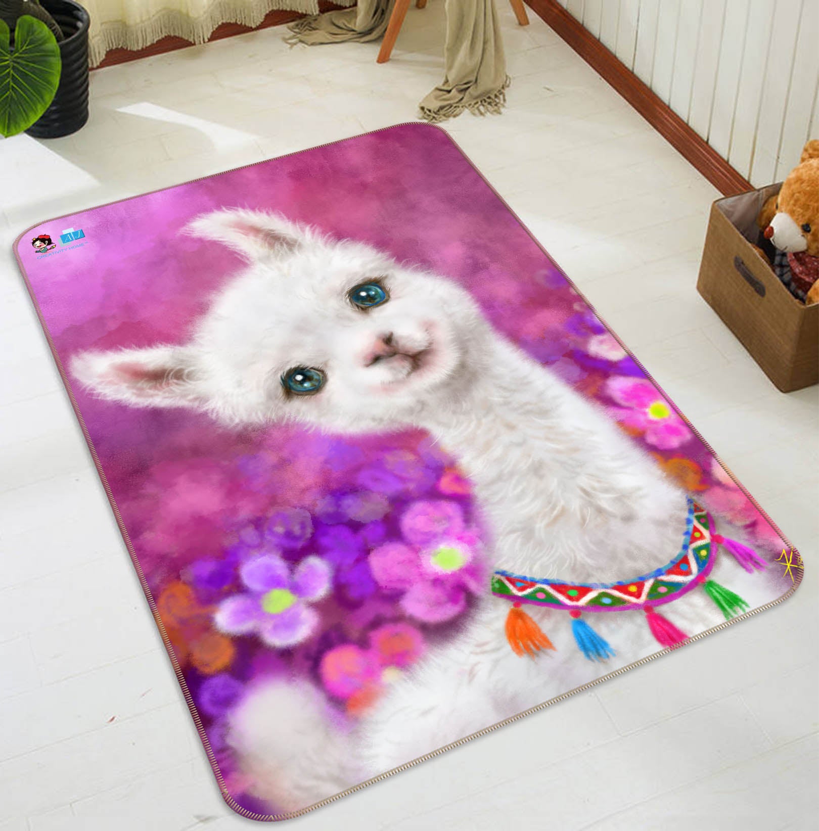 3D Petal Alpaca 5686 Kayomi Harai Rug Non Slip Rug Mat