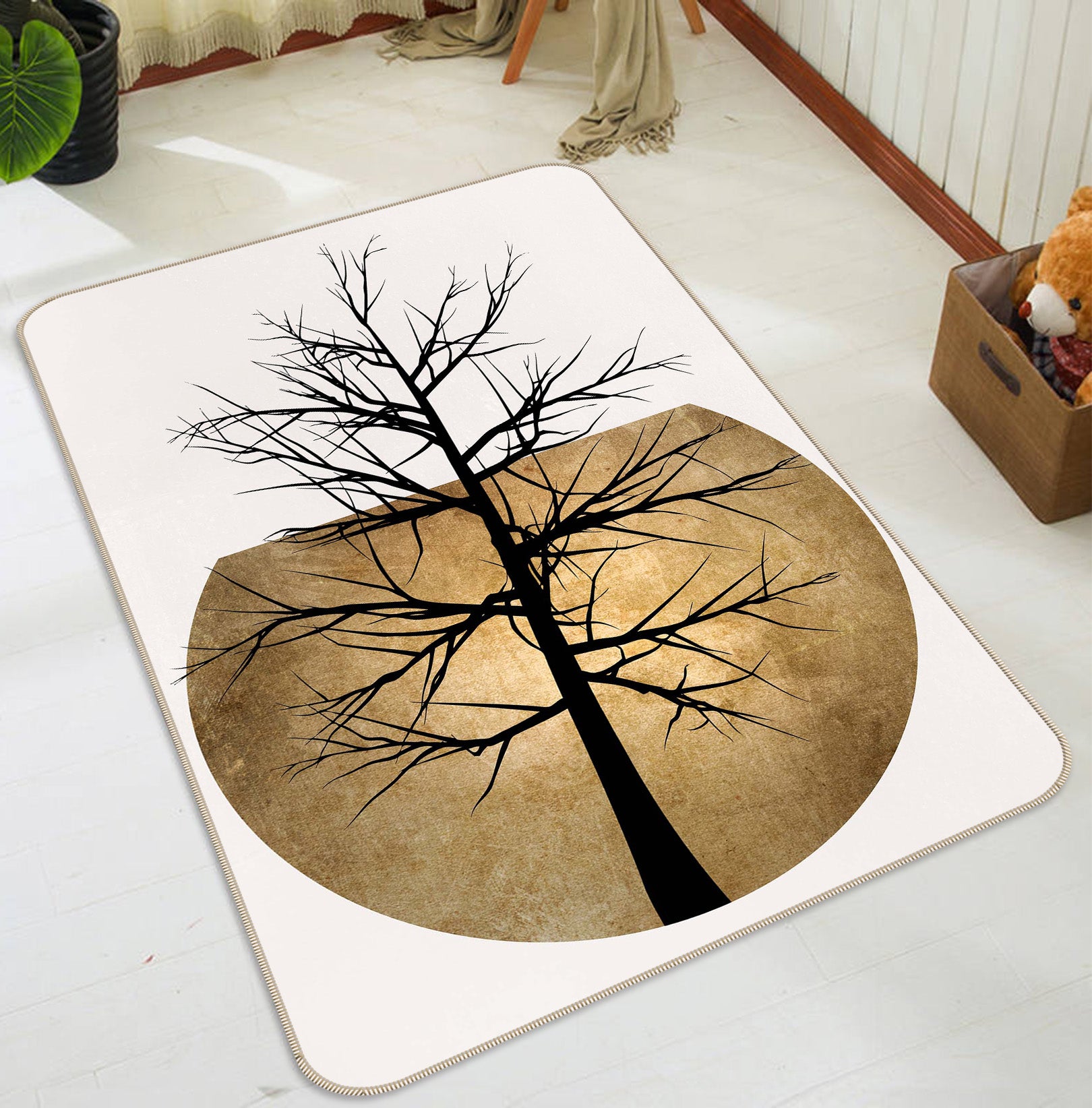 3D Moon Dead Tree 1055 Boris Draschoff Rug Non Slip Rug Mat