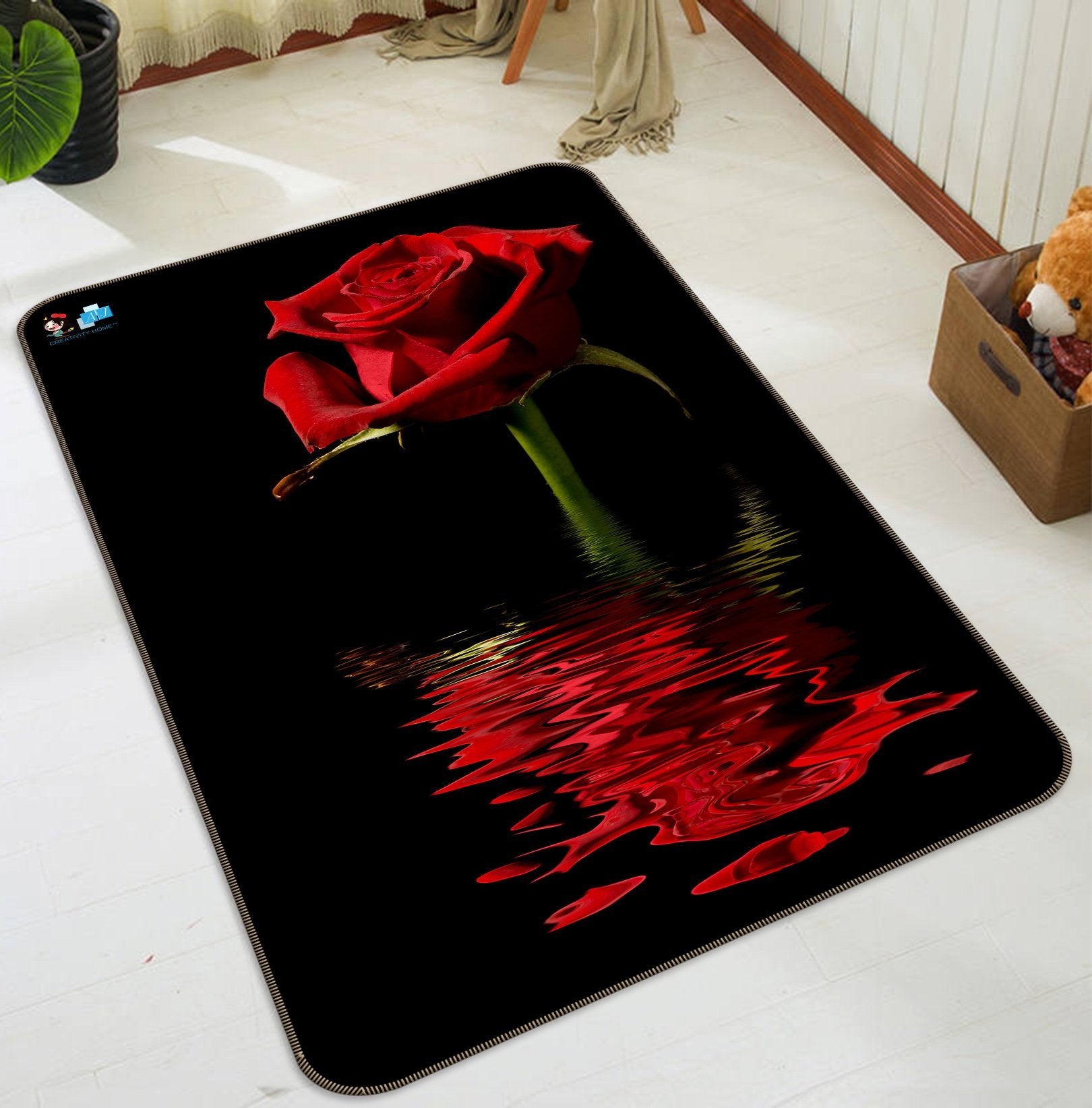 3D Red Rose 053 Non Slip Rug Mat Mat AJ Creativity Home 