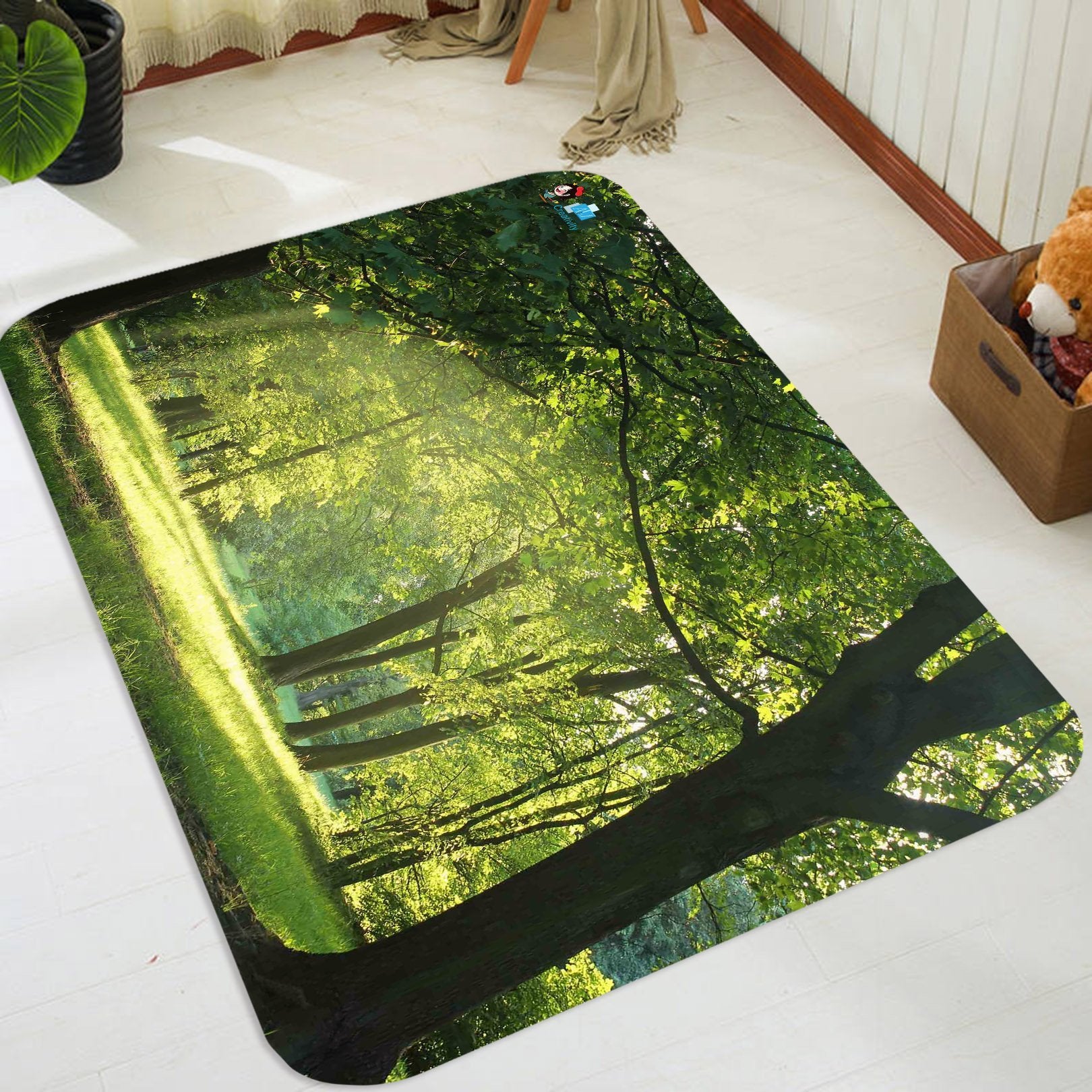 3D Grassland Green Trees 4 Non Slip Rug Mat Mat AJ Creativity Home 