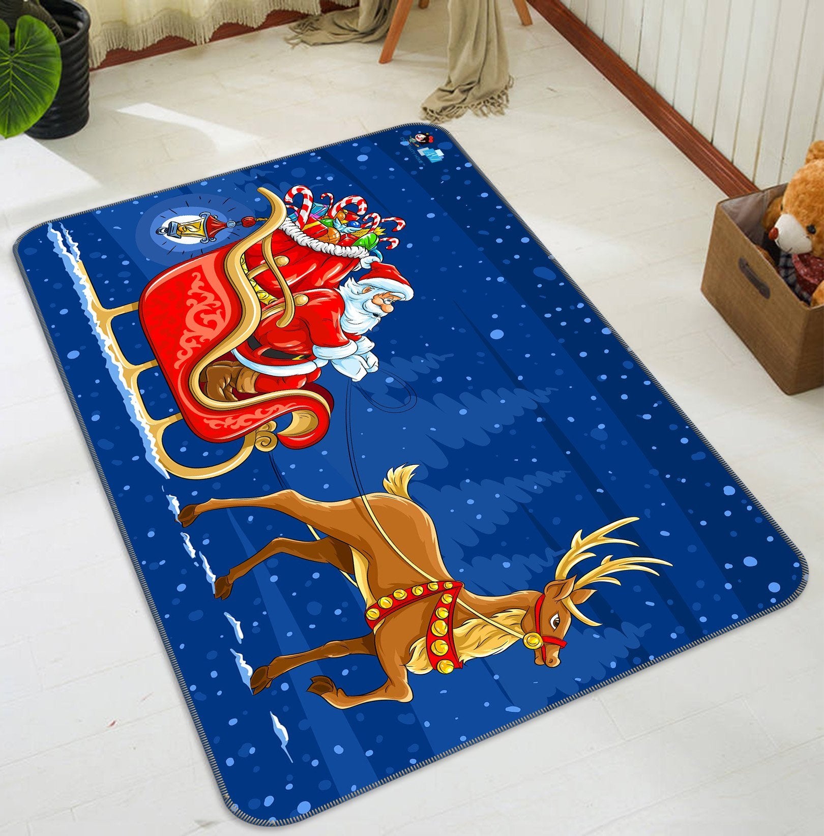 3D Sleigh Deer 556 Non Slip Rug Mat Mat AJ Creativity Home 