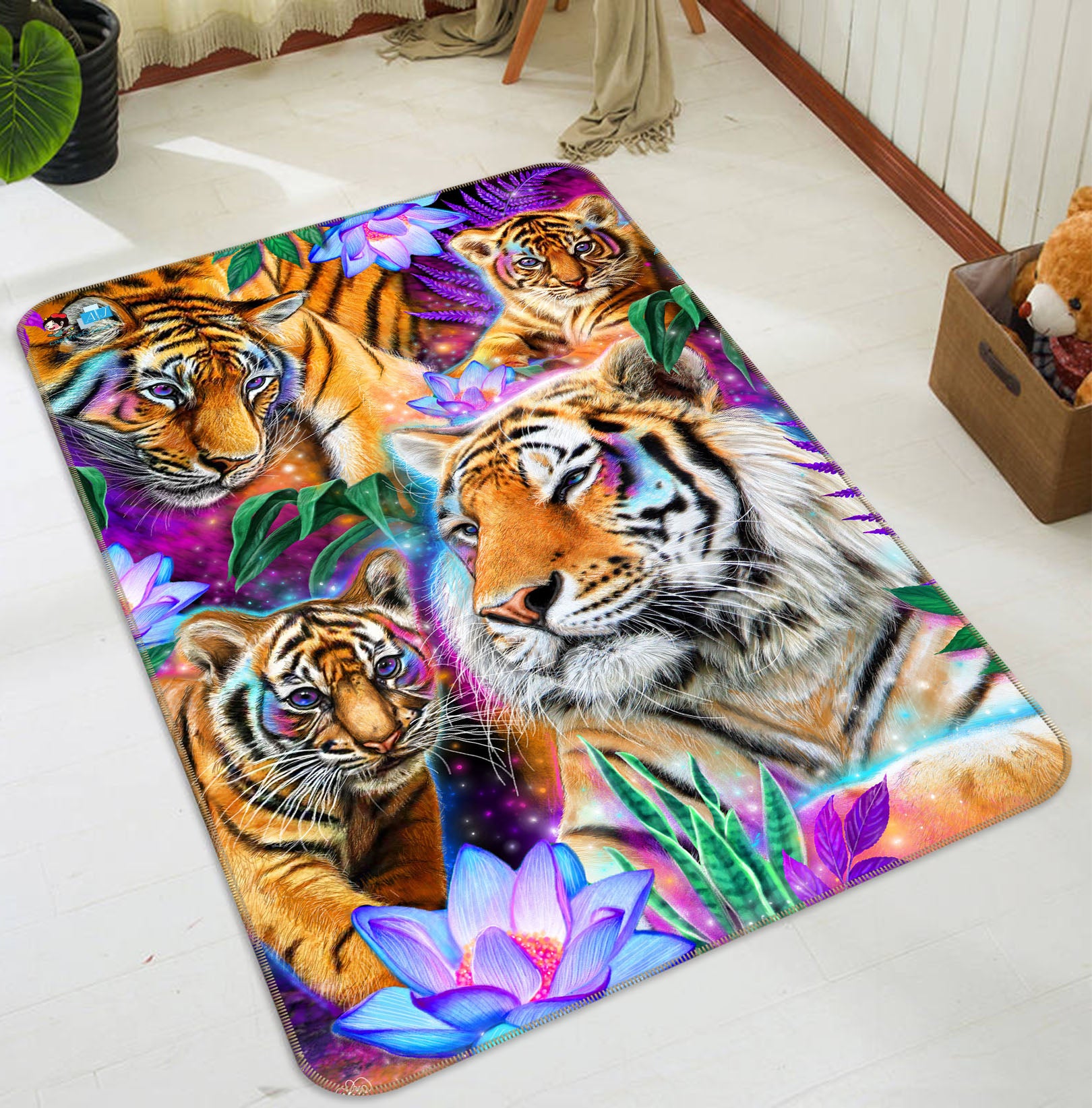 3D Tiger Flower 8537 Sheena Pike Rug Non Slip Rug Mat