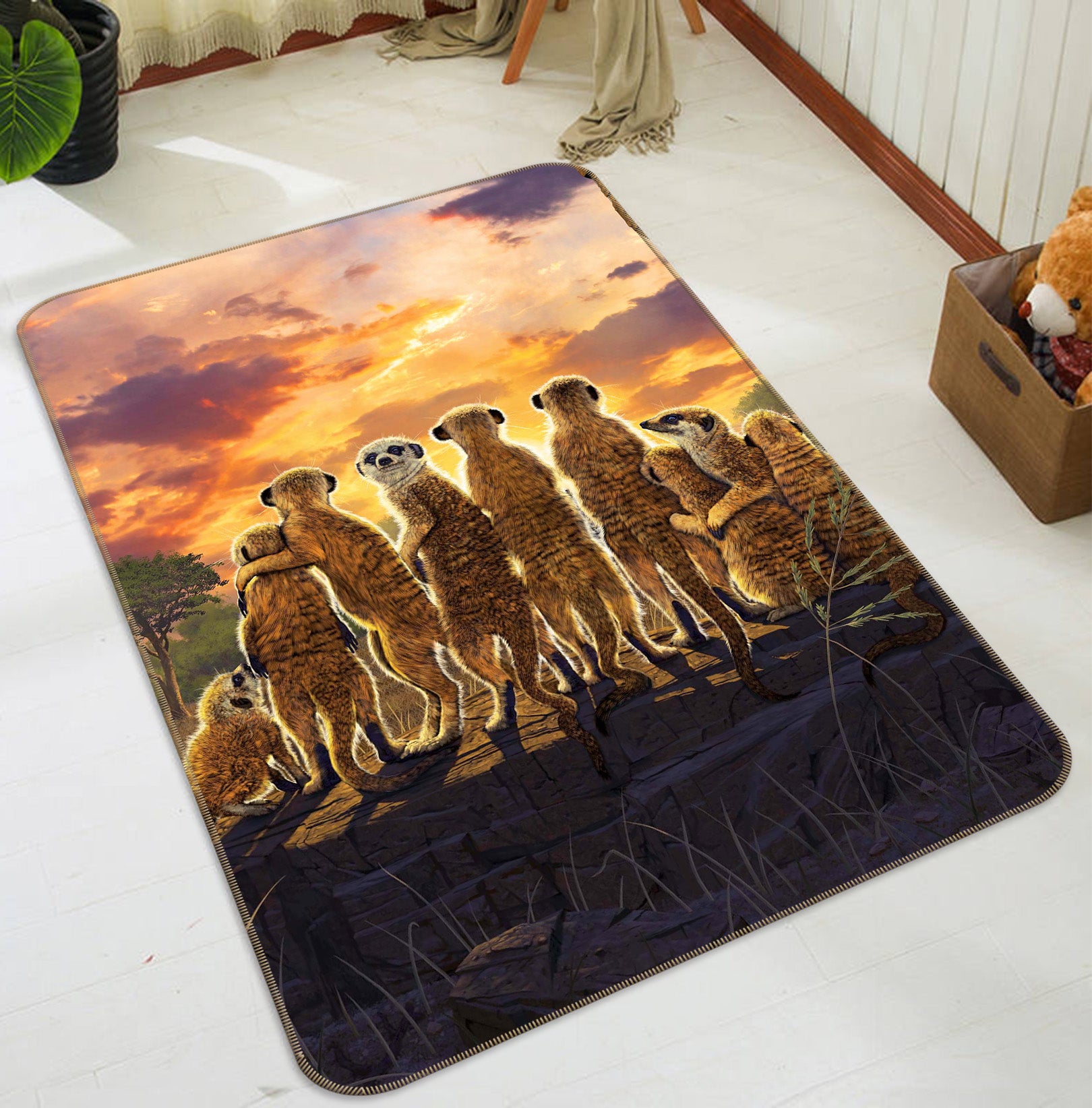 3D Meerkats Def 1051 Vincent Hie Rug Non Slip Rug Mat