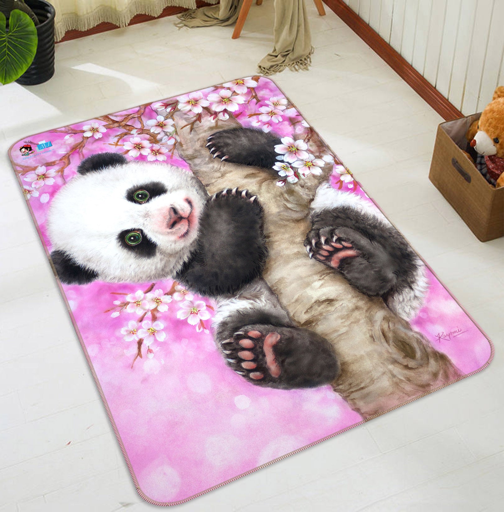 3D Peach Tree Panda 5755 Kayomi Harai Rug Non Slip Rug Mat