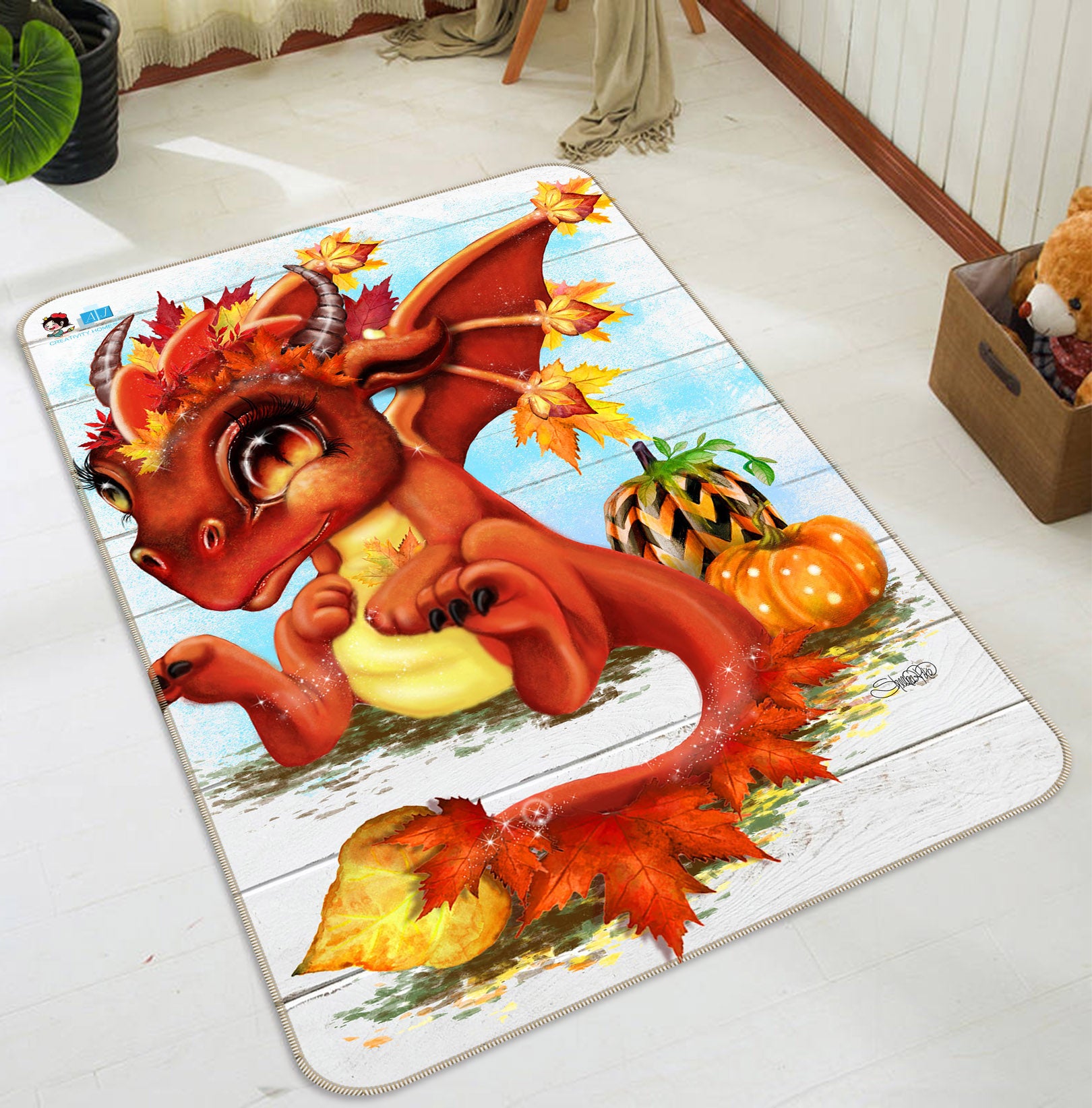 3D Pumpkin Dragon 8521 Sheena Pike Rug Non Slip Rug Mat