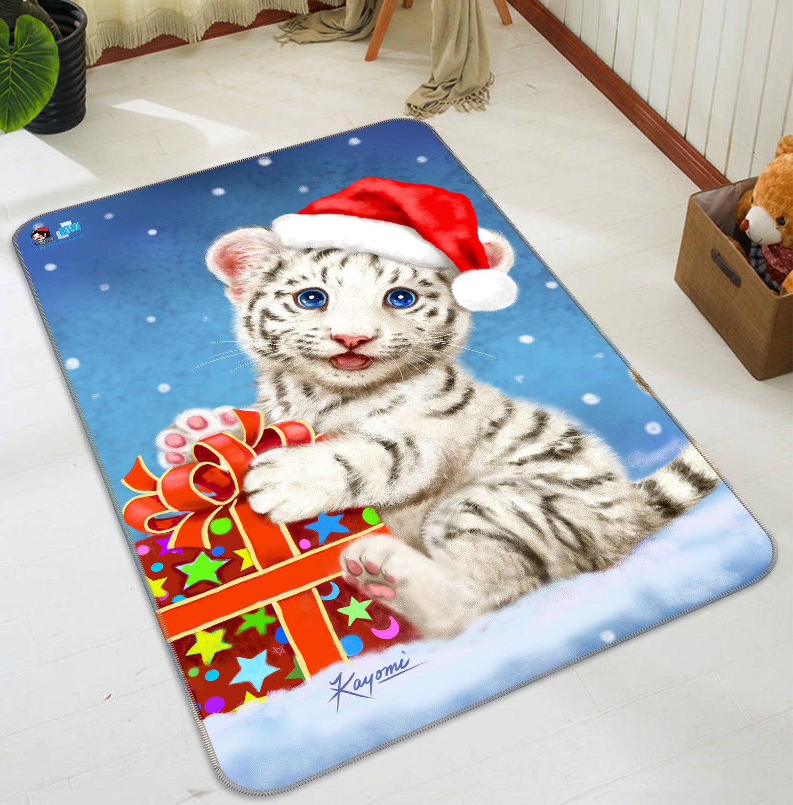 3D Christmas Gift Lion 5704 Kayomi Harai Rug Non Slip Rug Mat