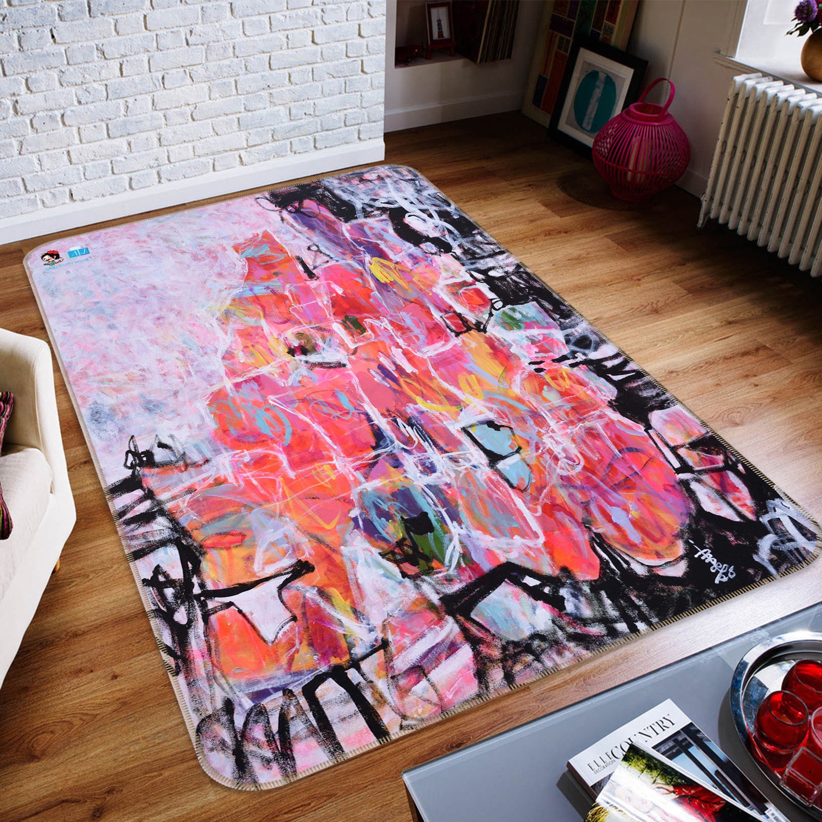 3D Pink Texture Painting 123159 Misako Chida Rug Non Slip Rug Mat