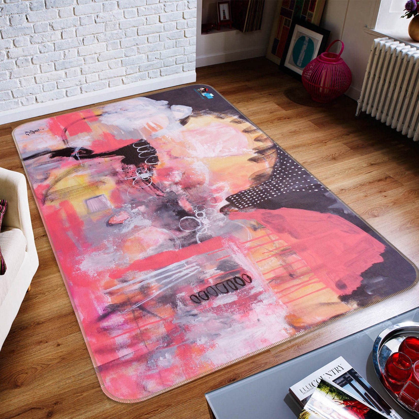 3D Pink Abstract Painting 123102 Misako Chida Rug Non Slip Rug Mat
