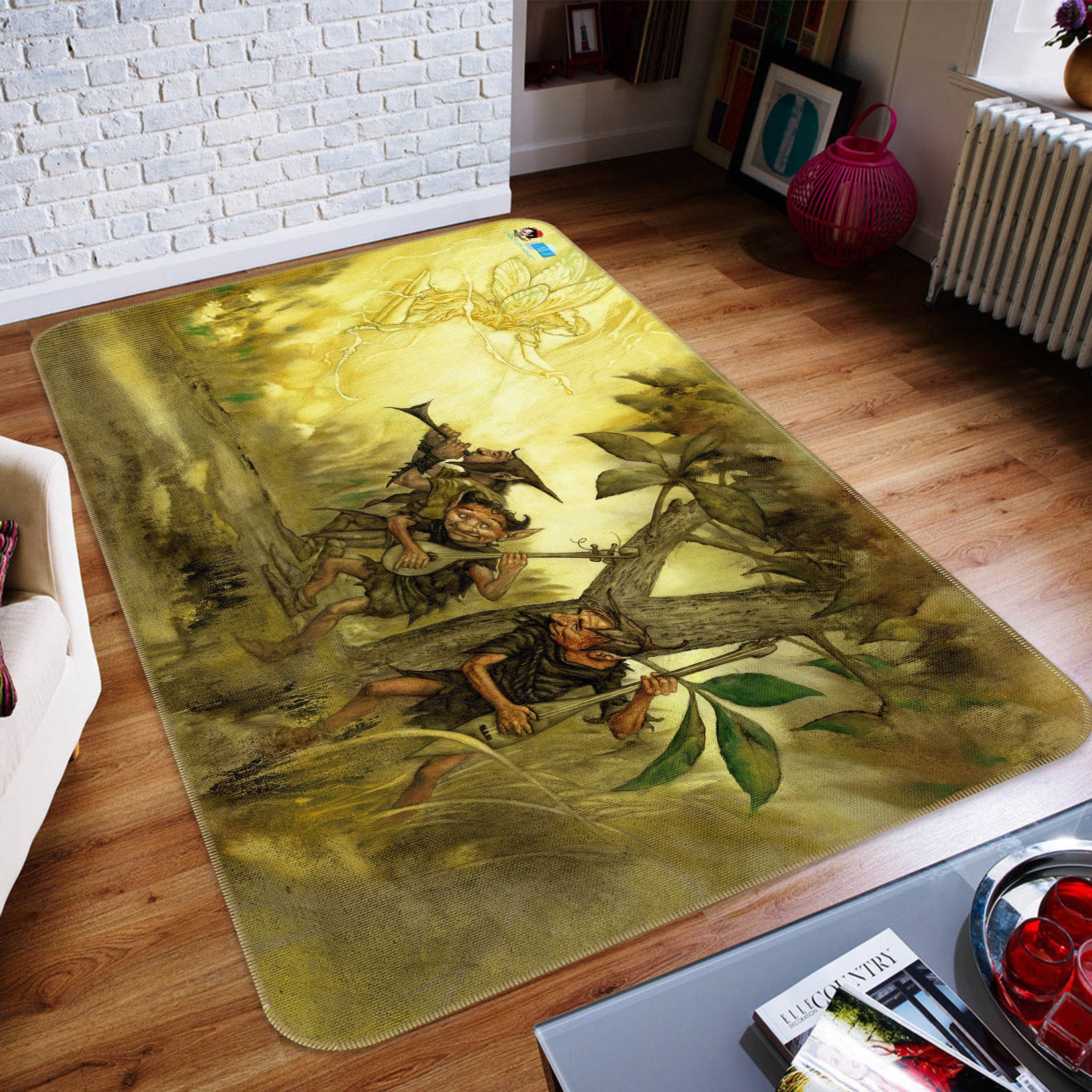 3D Tree Play Musical Instrument 5160 Ciruelo Rug Non Slip Rug Mat