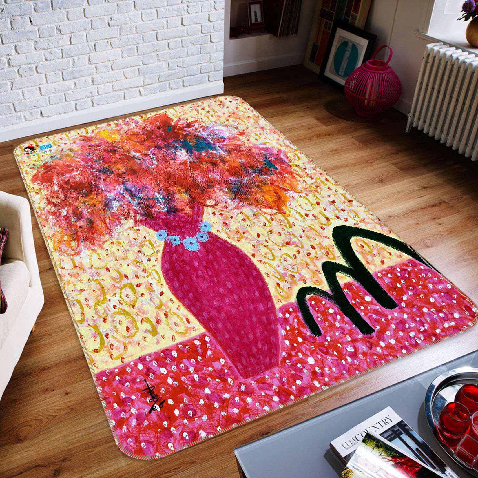 3D Red Vase 123147 Misako Chida Rug Non Slip Rug Mat