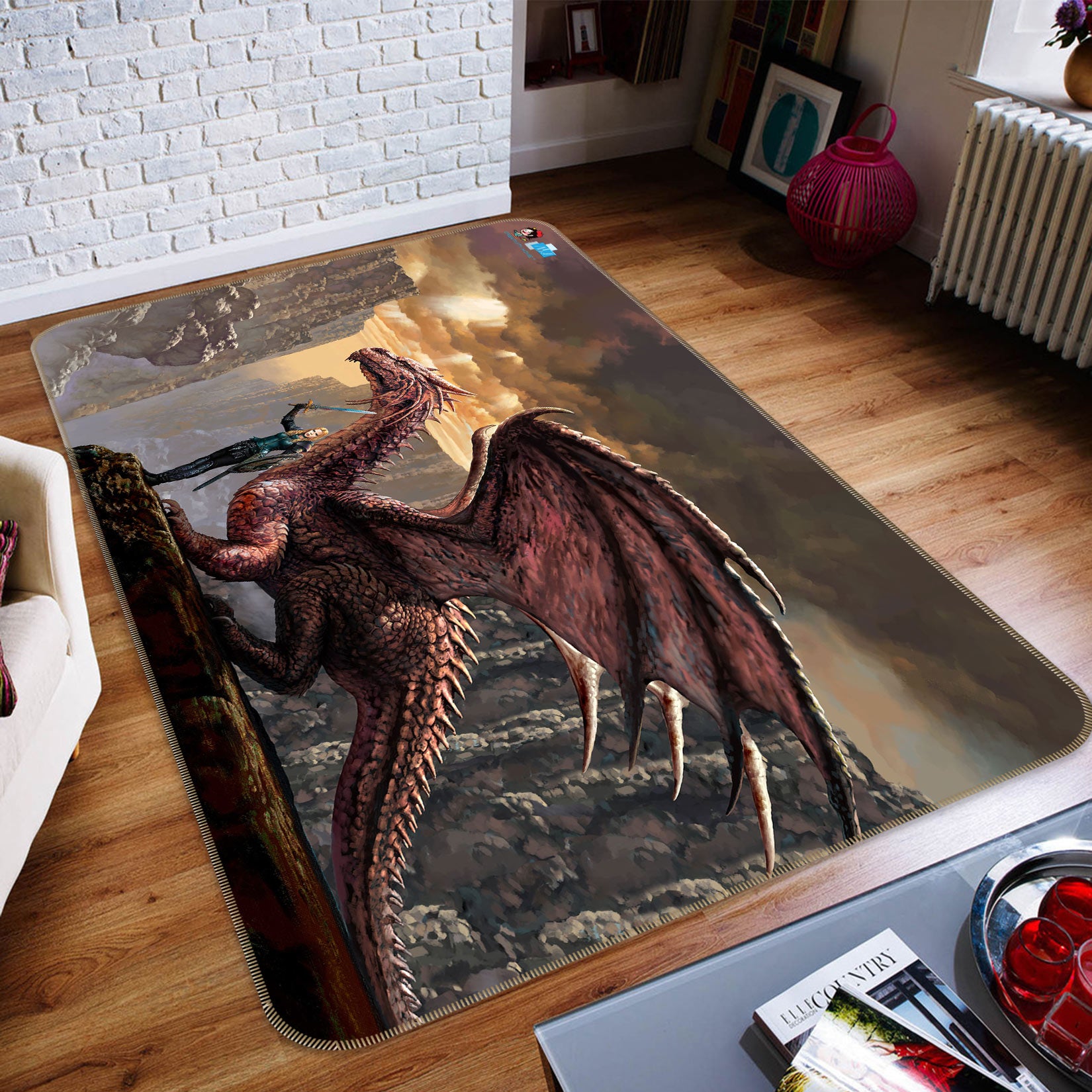 3D Dragon Knight 5150 Ciruelo Rug Non Slip Rug Mat