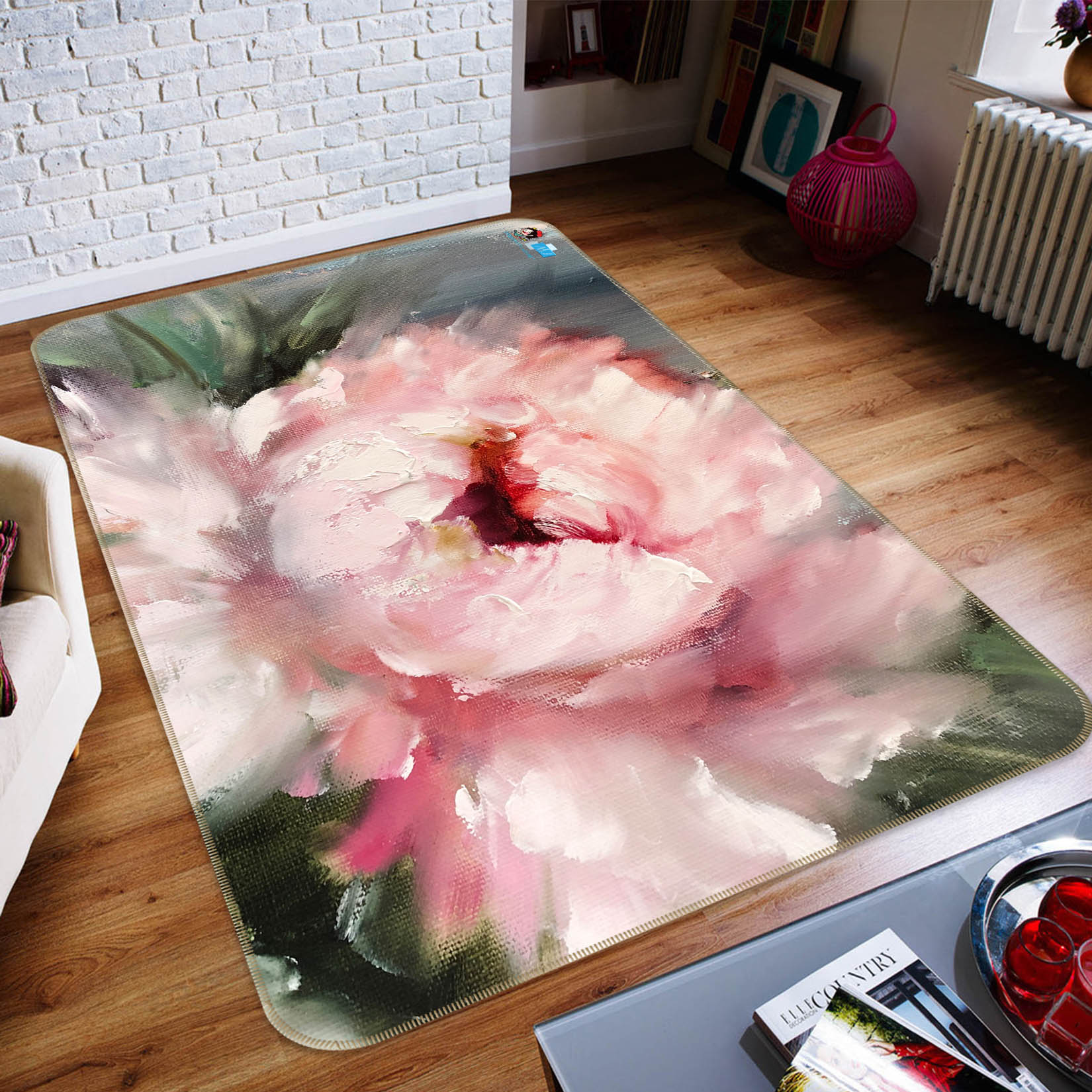 3D Pink Flower 1240 Skromova Marina Rug Non Slip Rug Mat